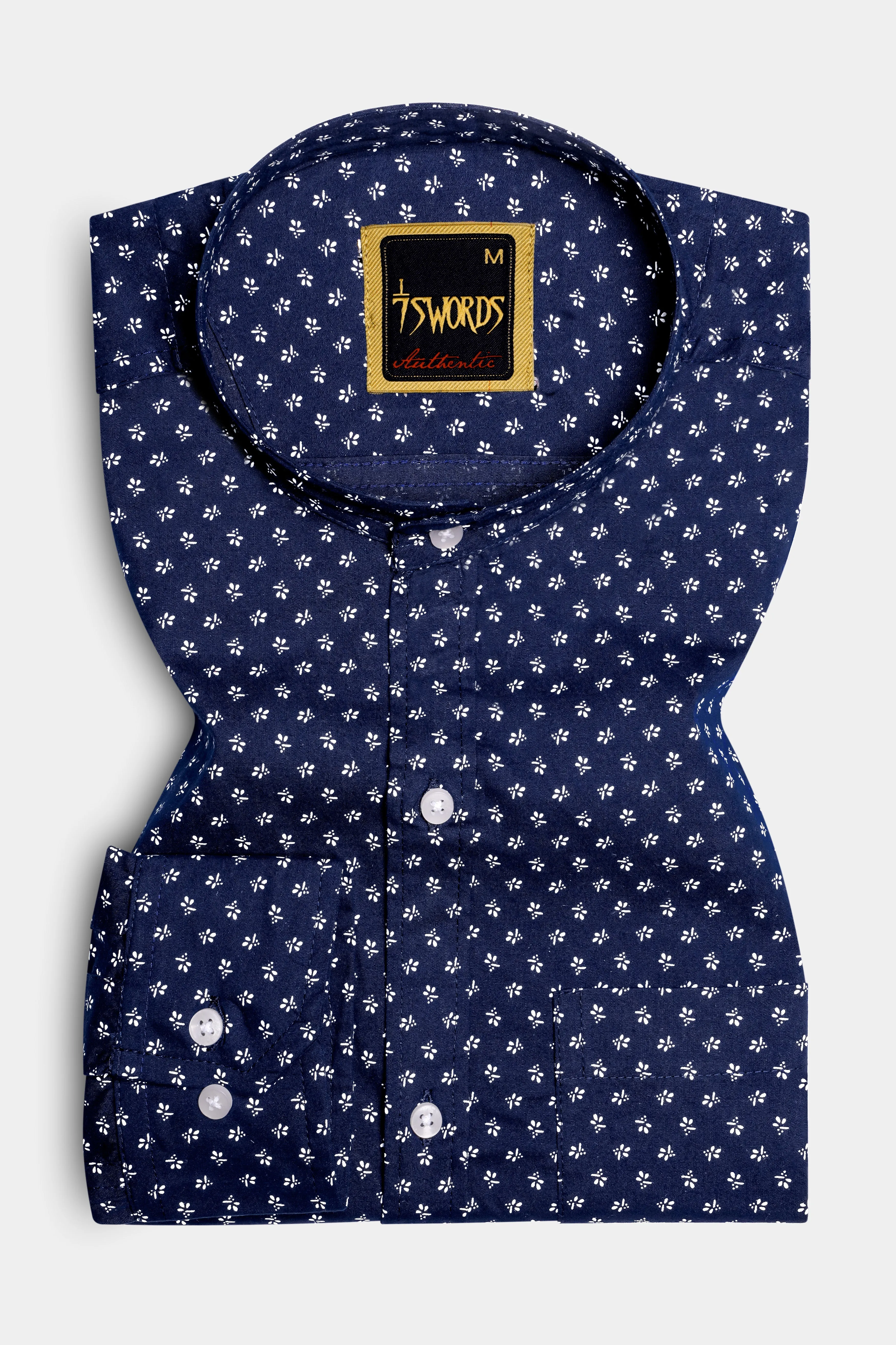 7swords-Haiti Blue Printed Premium Cotton Casual Shirt sold by French Crown product image thumbnail 4