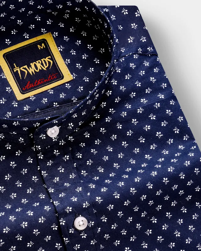 7swords-Haiti Blue Printed Premium Cotton Casual Shirt sold by French Crown