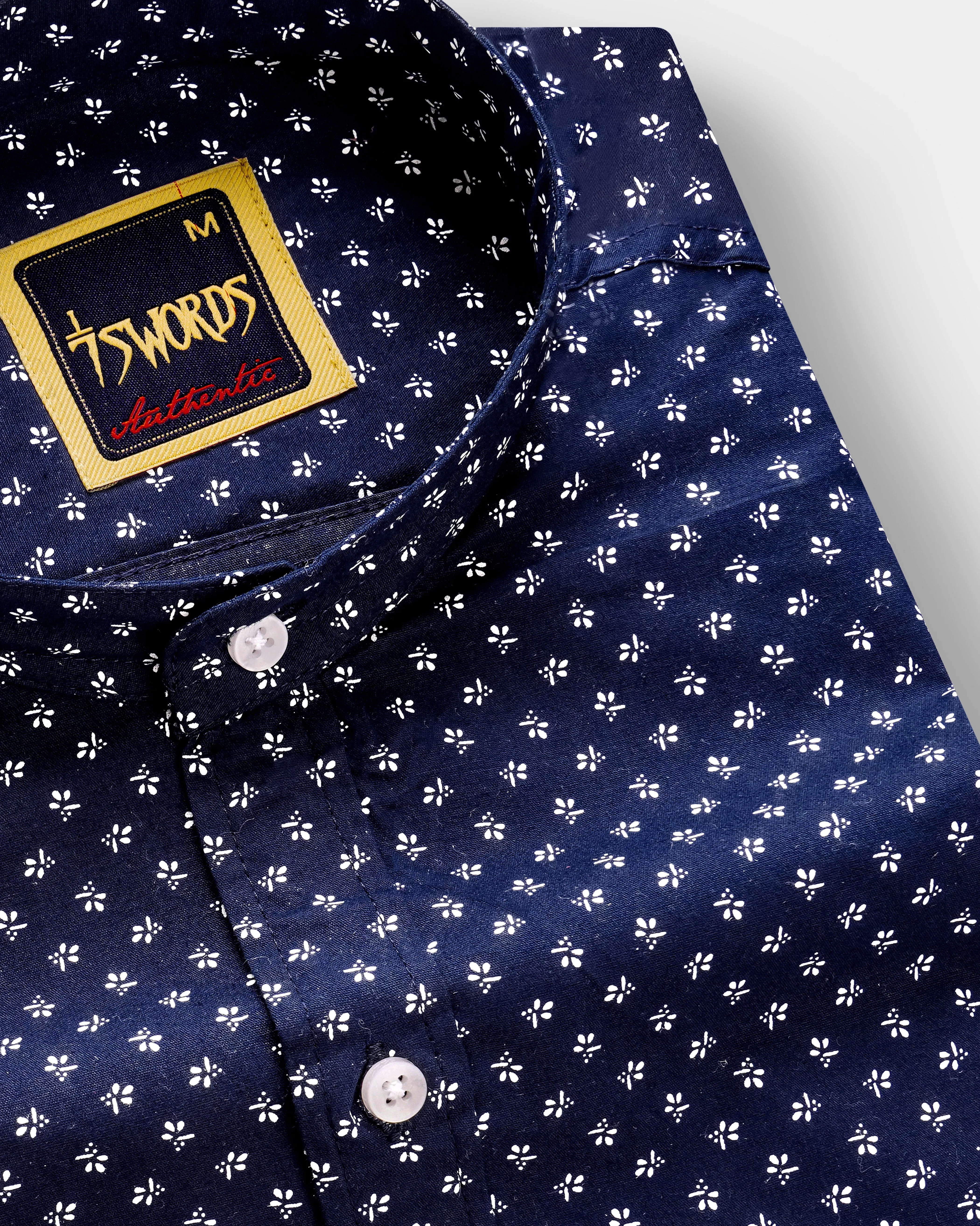 7swords-Haiti Blue Printed Premium Cotton Casual Shirt sold by French Crown