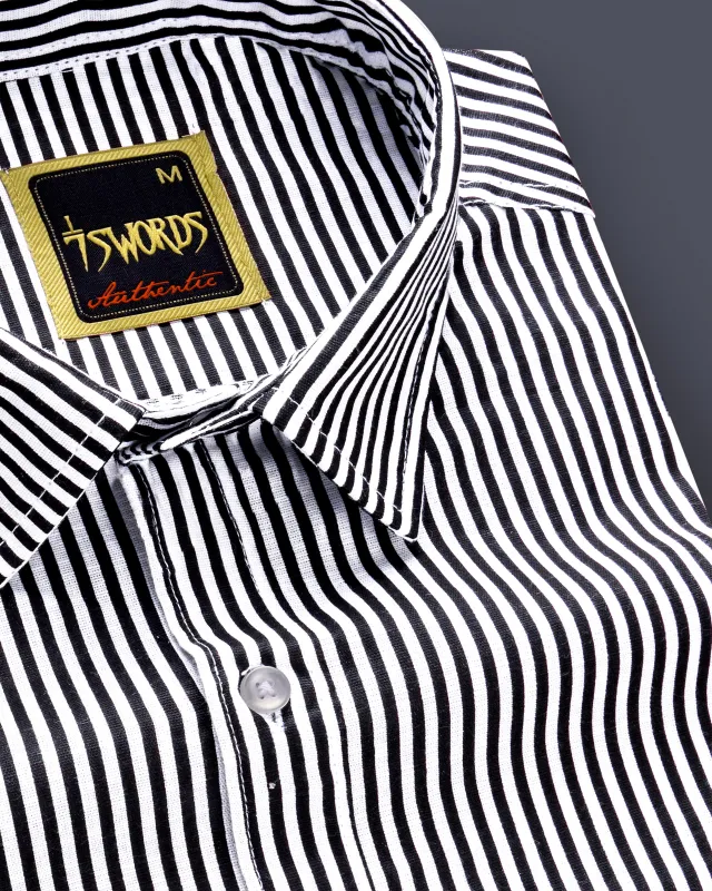 7swords-Jade Black And Bright White Candy Stripes Premium Cotton Dress Shirt sold by French Crown