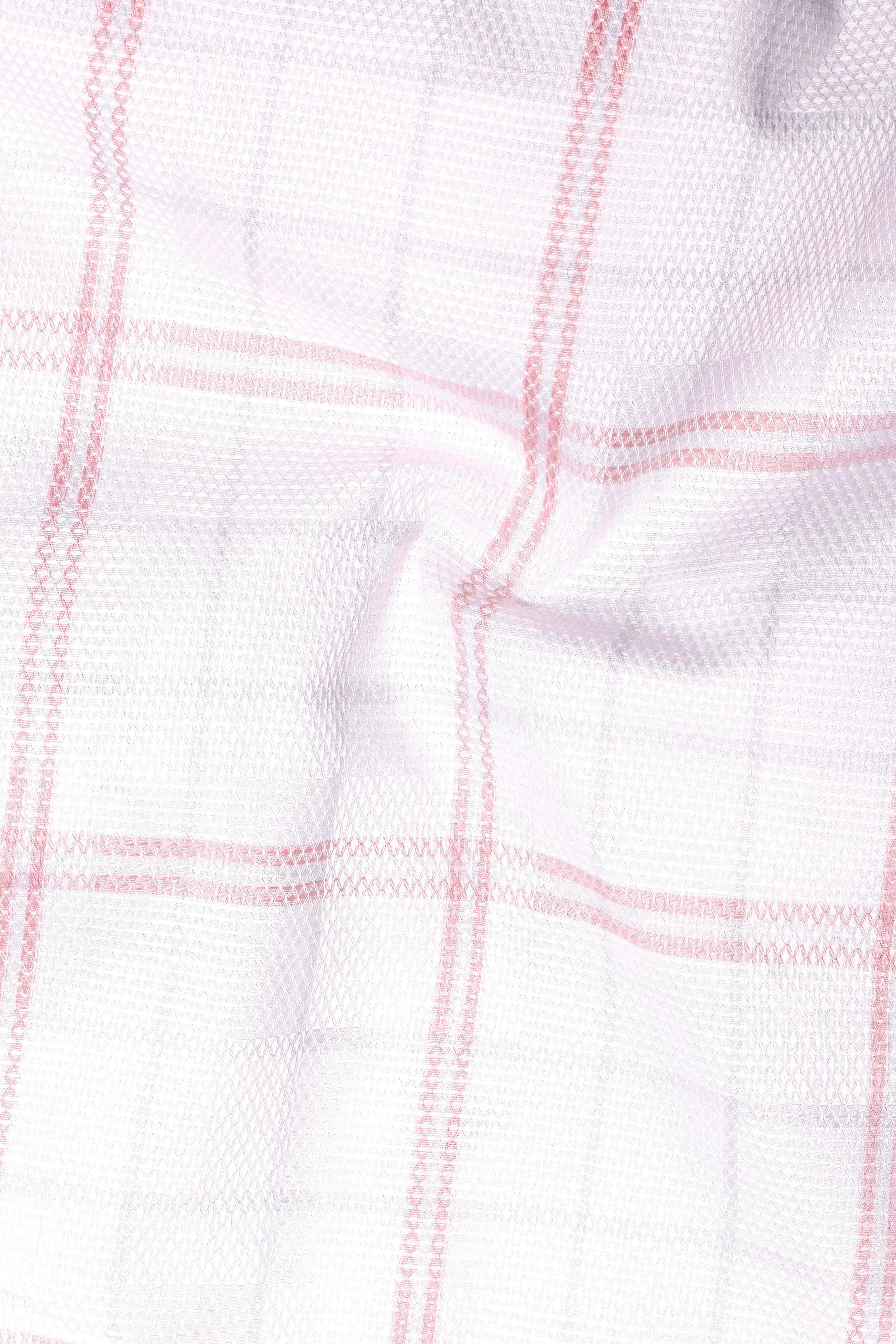 Rose-Azalea Pink And Bright White Plaid Dobby Textured Premium Giza Cotton Dress Shirt sold by French Crown product image thumbnail 3