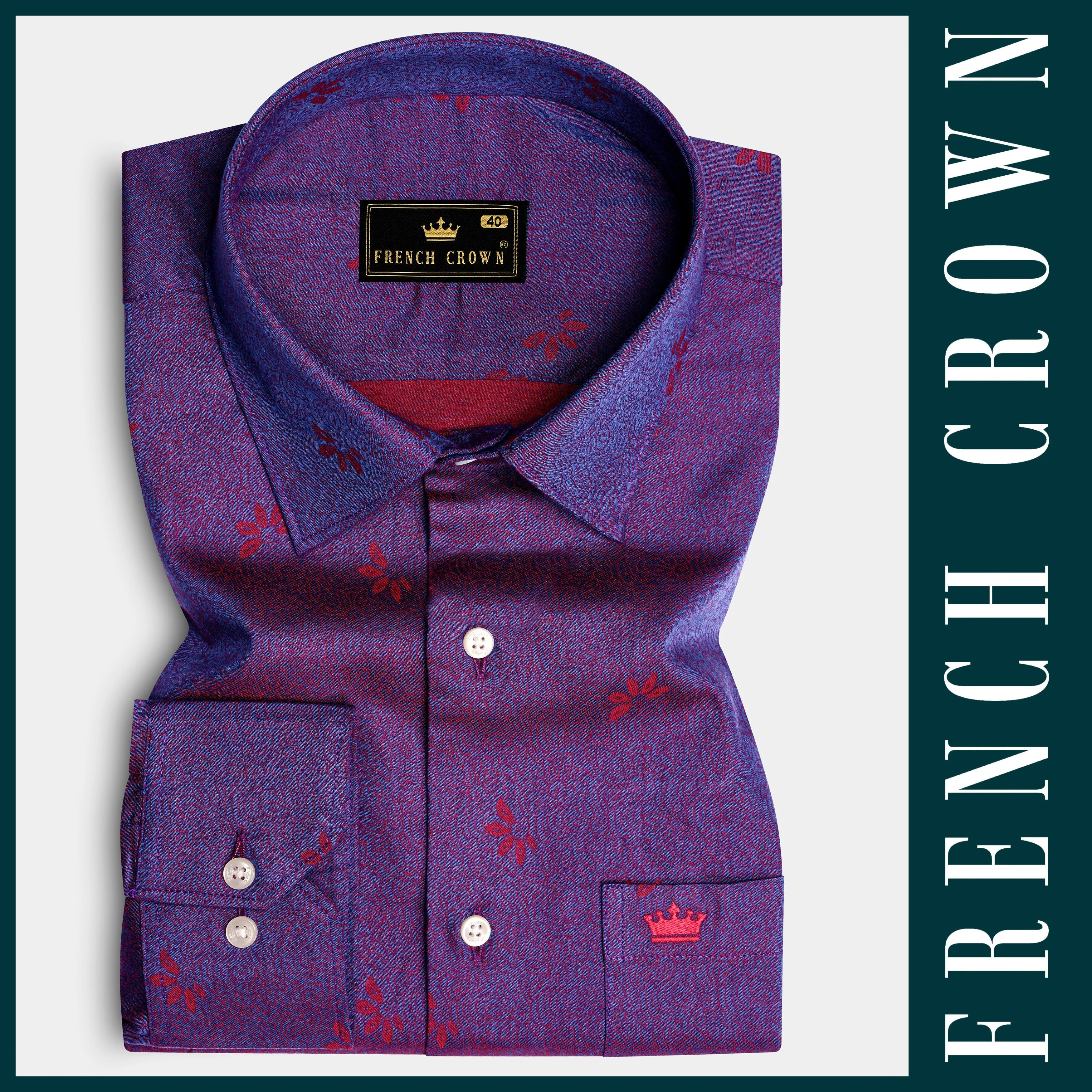 Royal Orchid-Violet Purple Jacquard Textured Premium Giza Cotton Dress Shirt sold by French Crown product image thumbnail 5