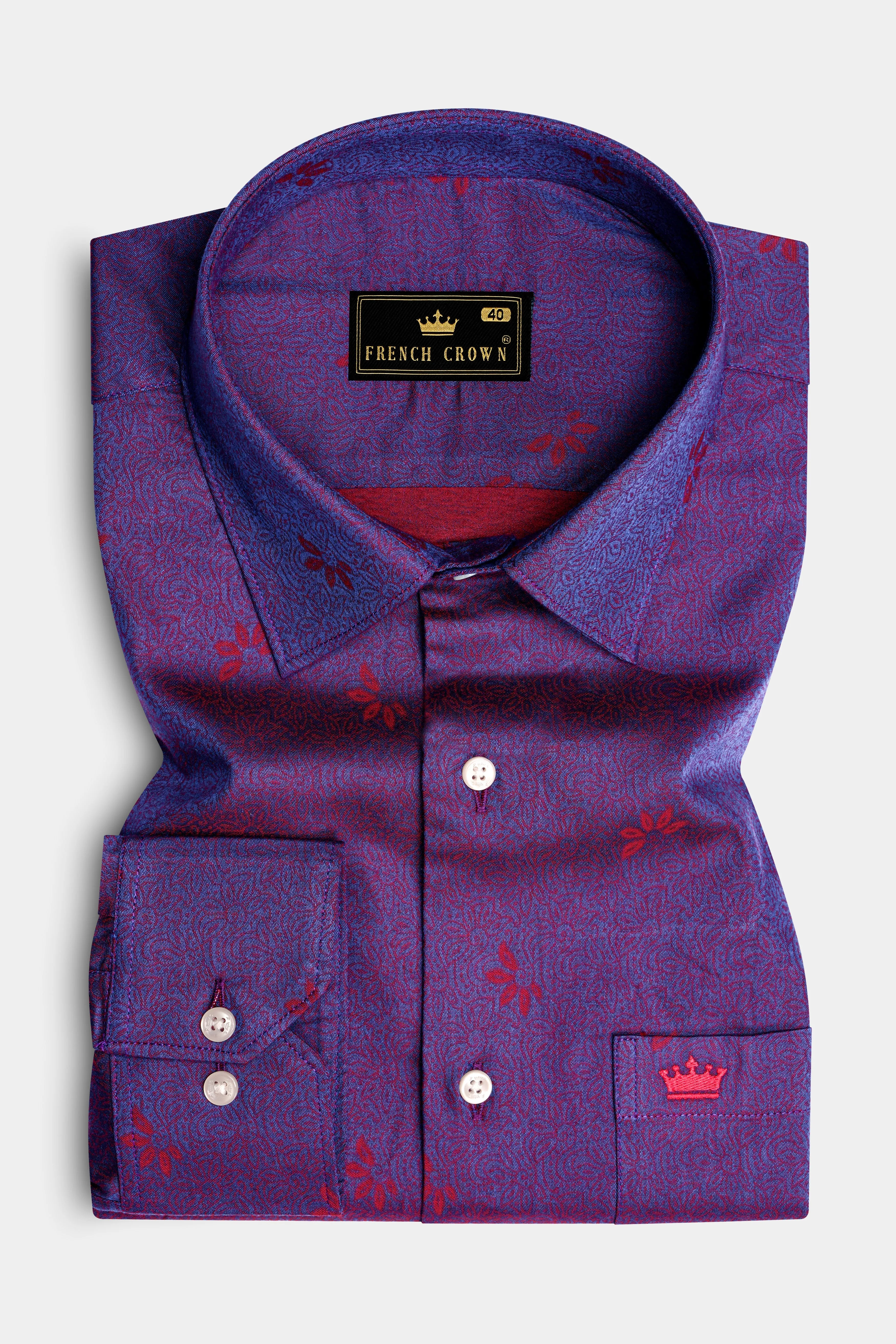 Royal Orchid-Violet Purple Jacquard Textured Premium Giza Cotton Dress Shirt sold by French Crown product image thumbnail 3