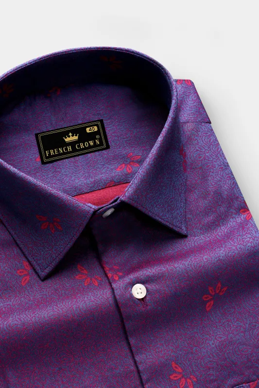 Royal Orchid-Violet Purple Jacquard Textured Premium Giza Cotton Dress Shirt sold by French Crown