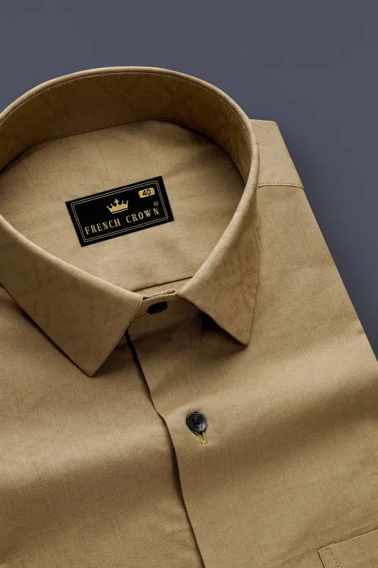 Autumn-Shadow Brown Dobby Textured Premium Giza Cotton Dress Shirt sold by French Crown
