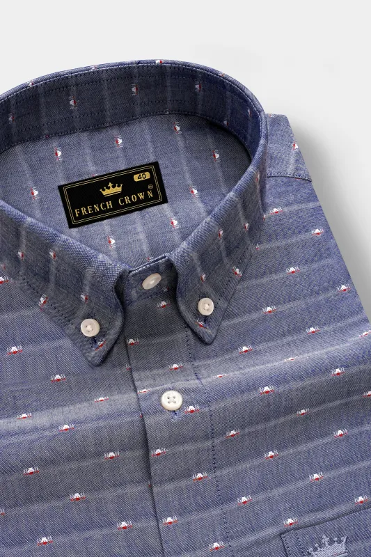 Graphite Luxe-Lynch Gray Striped Dobby Textured Premium Giza Cotton Dress Shirt sold by French Crown