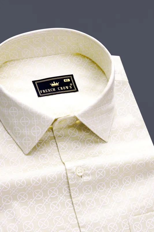 Vanilla Mist-Merino Cream Printed Subtle Sheen Super Soft Premium Cotton Dress Shirt sold by French Crown