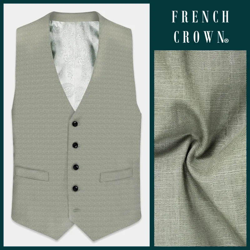 Minted Majesty-Beryl Green Solid Luxurious Linen Waistcoat sold by French Crown
