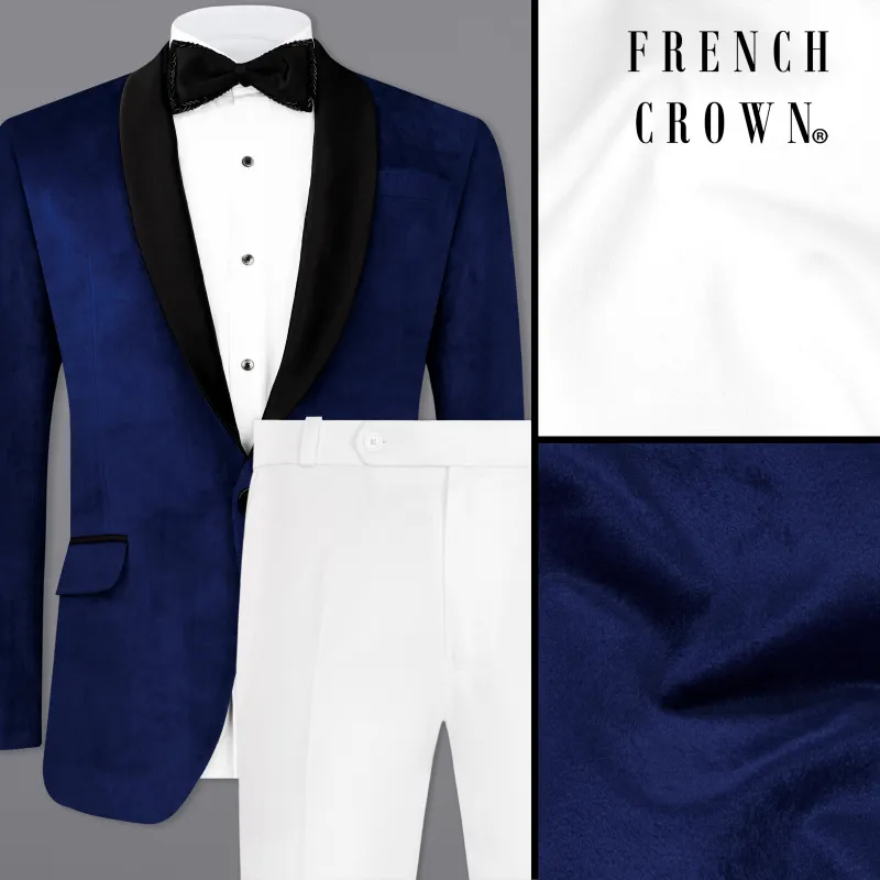 Blue Velvet Tuxedo Designer Suit made by French Crown