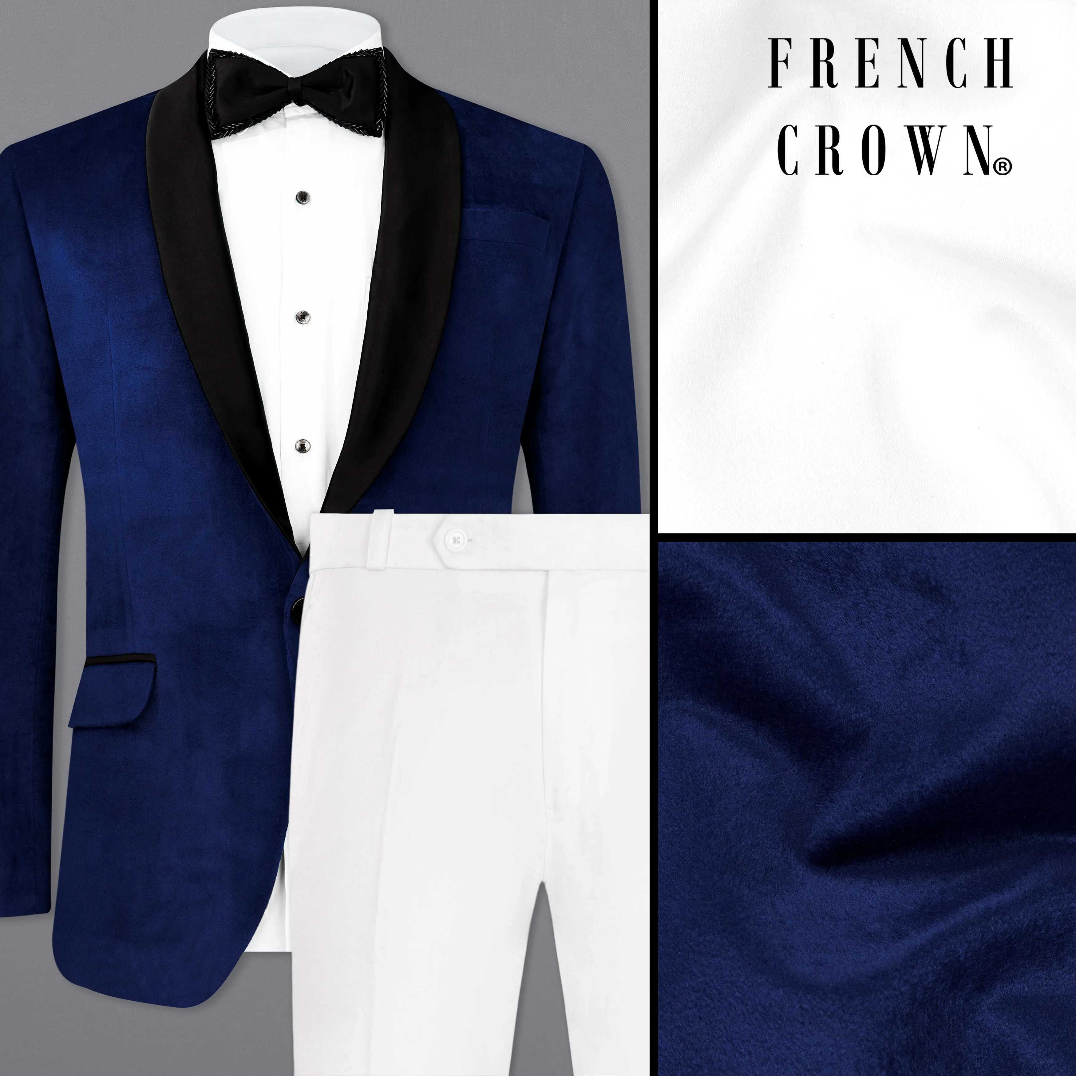 Blue Velvet Tuxedo Designer Suit sold by French Crown