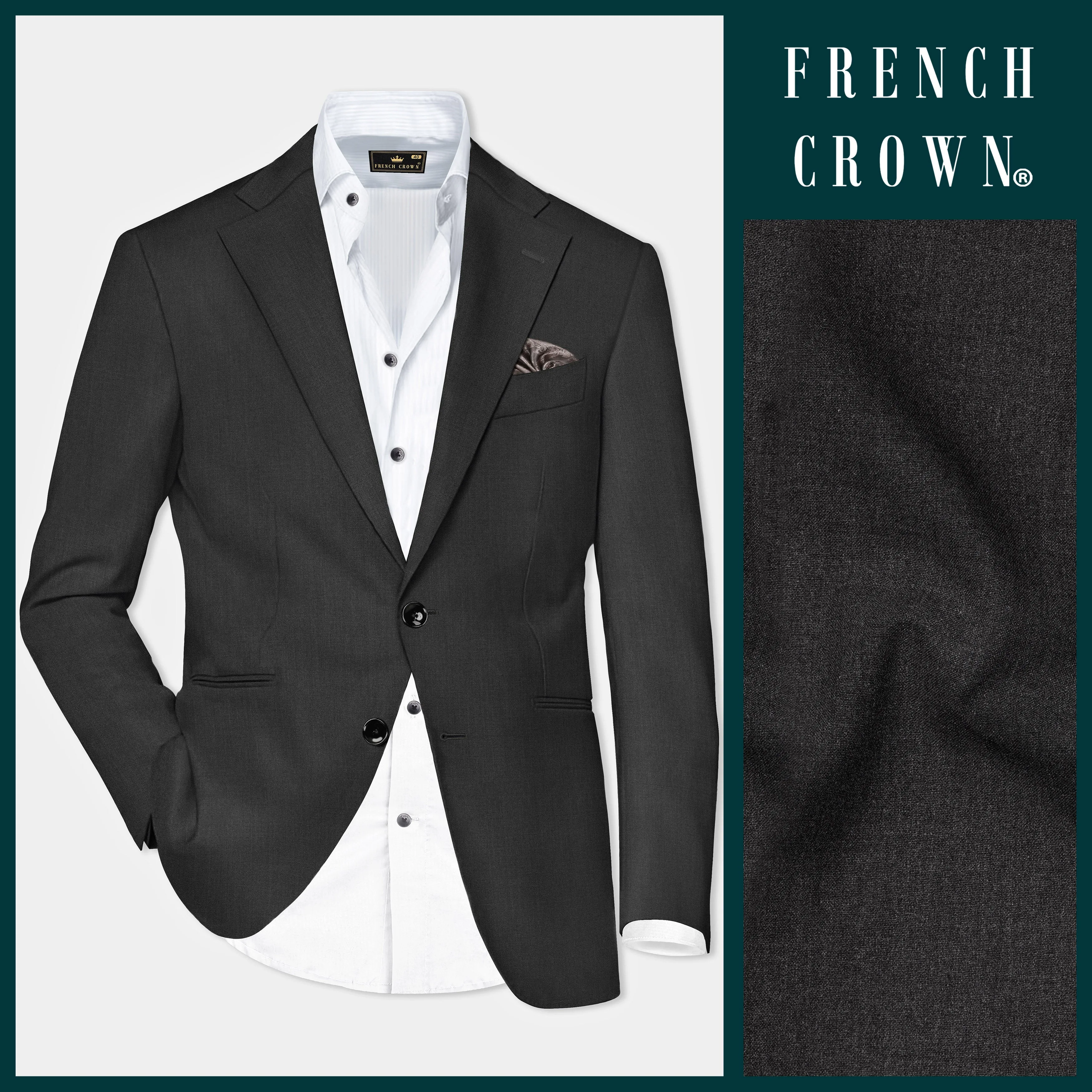 Ironclad Ash-Mine Shaft Gray Textured Wool Rich Single Breasted Blazer sold by French Crown