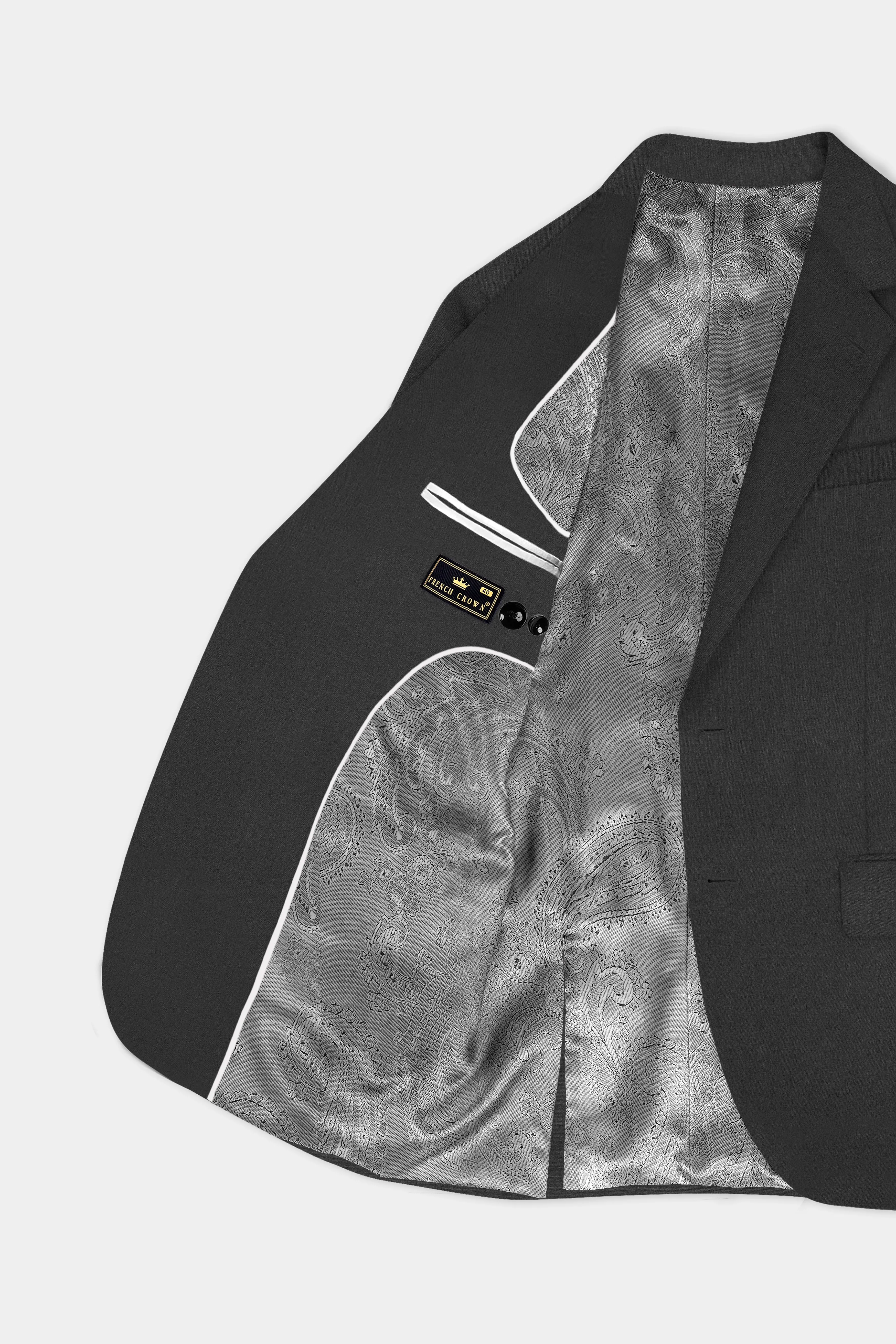 Ironclad Ash-Mine Shaft Gray Textured Wool Rich Single Breasted Blazer sold by French Crown product image thumbnail 4