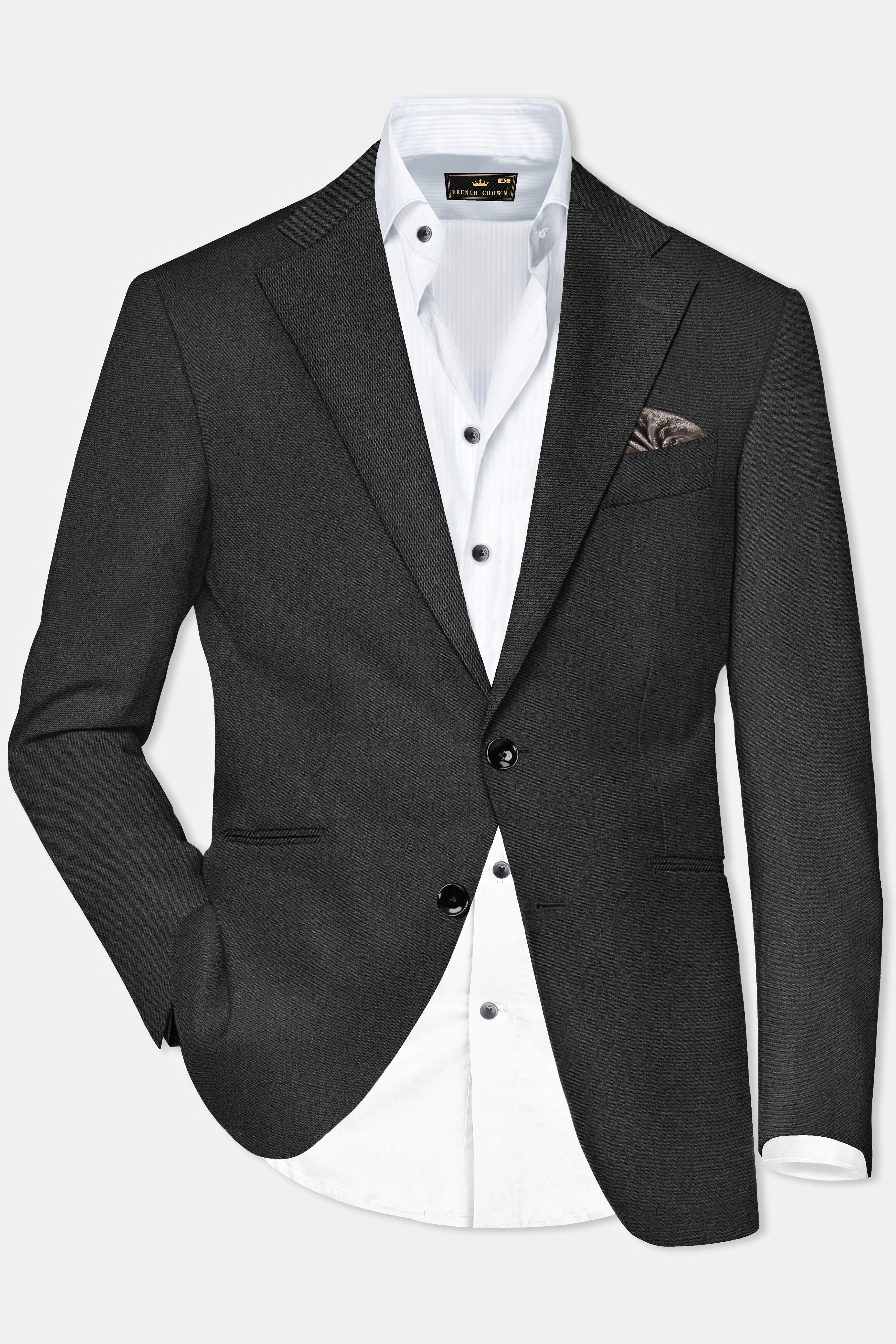 Ironclad Ash-Mine Shaft Gray Textured Wool Rich Single Breasted Blazer sold by French Crown product image thumbnail 2