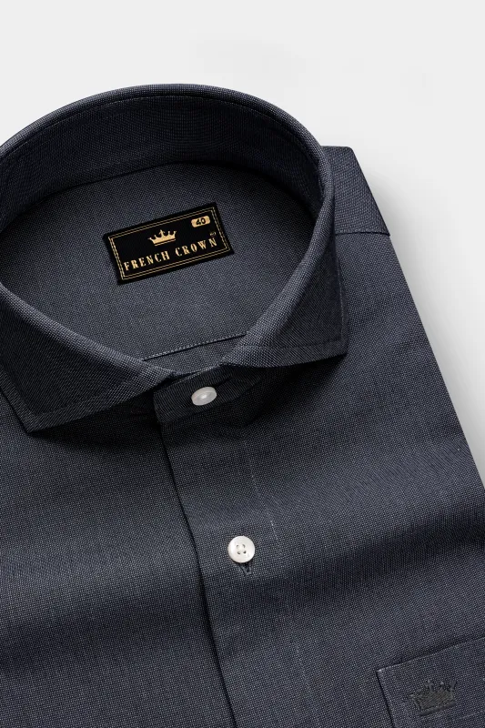 Charcoal Gray Solid Oxford Premium Cotton Dress Shirt sold by French Crown
