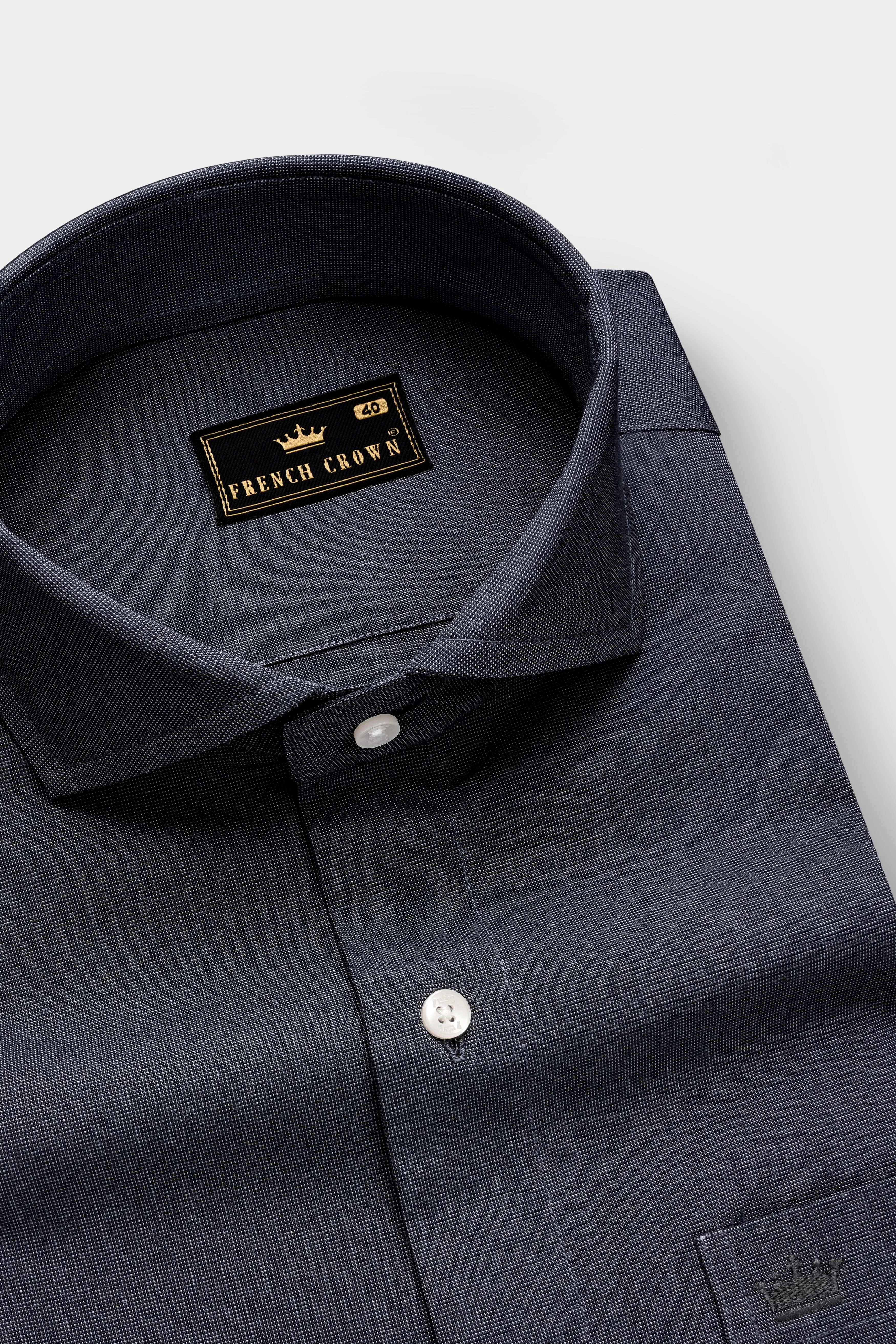 Charcoal Gray Solid Oxford Premium Cotton Dress Shirt sold by French Crown