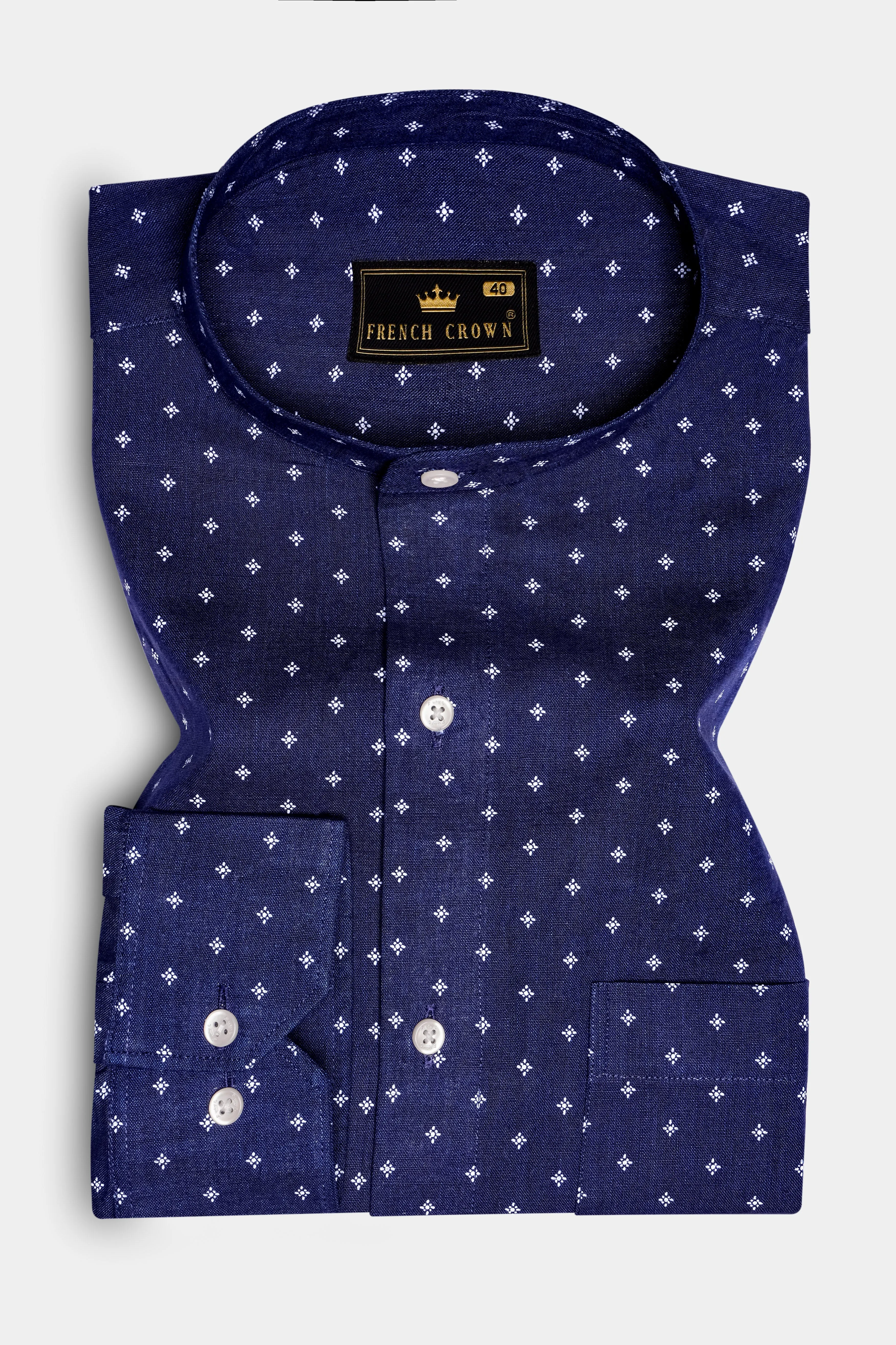 Jacarta Blue Printed Denim Premium Cotton Casual Shirt sold by French Crown product image thumbnail 3