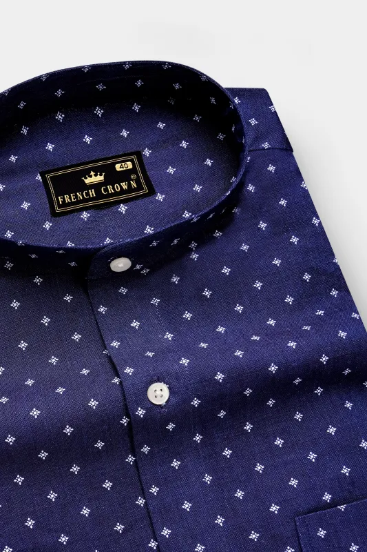 Jacarta Blue Printed Denim Premium Cotton Casual Shirt sold by French Crown