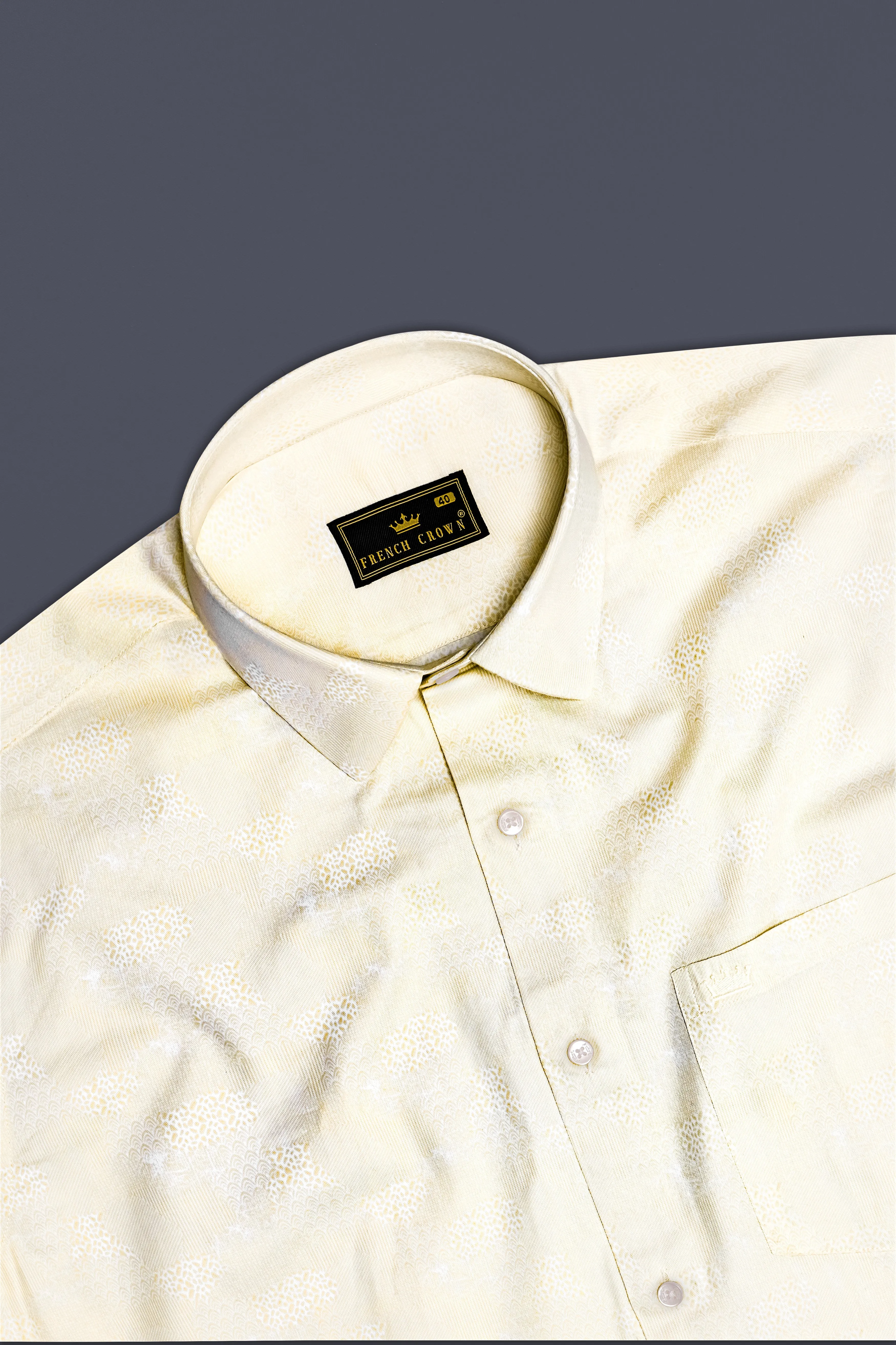 Chiffon Mist-Swizzle Cream Printed Super Soft Premium Cotton Dress Shirt sold by French Crown product image thumbnail 4