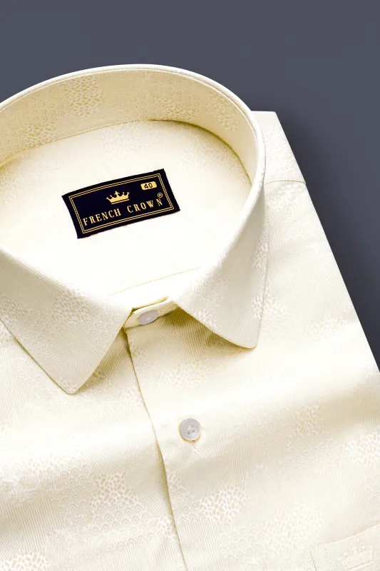 Chiffon Mist-Swizzle Cream Printed Super Soft Premium Cotton Dress Shirt sold by French Crown
