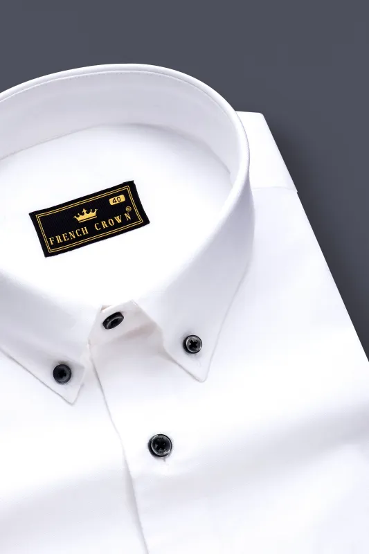 Alpine Peak-Bright White Solid Oxford Premium Cotton Dress Shirt sold by French Crown