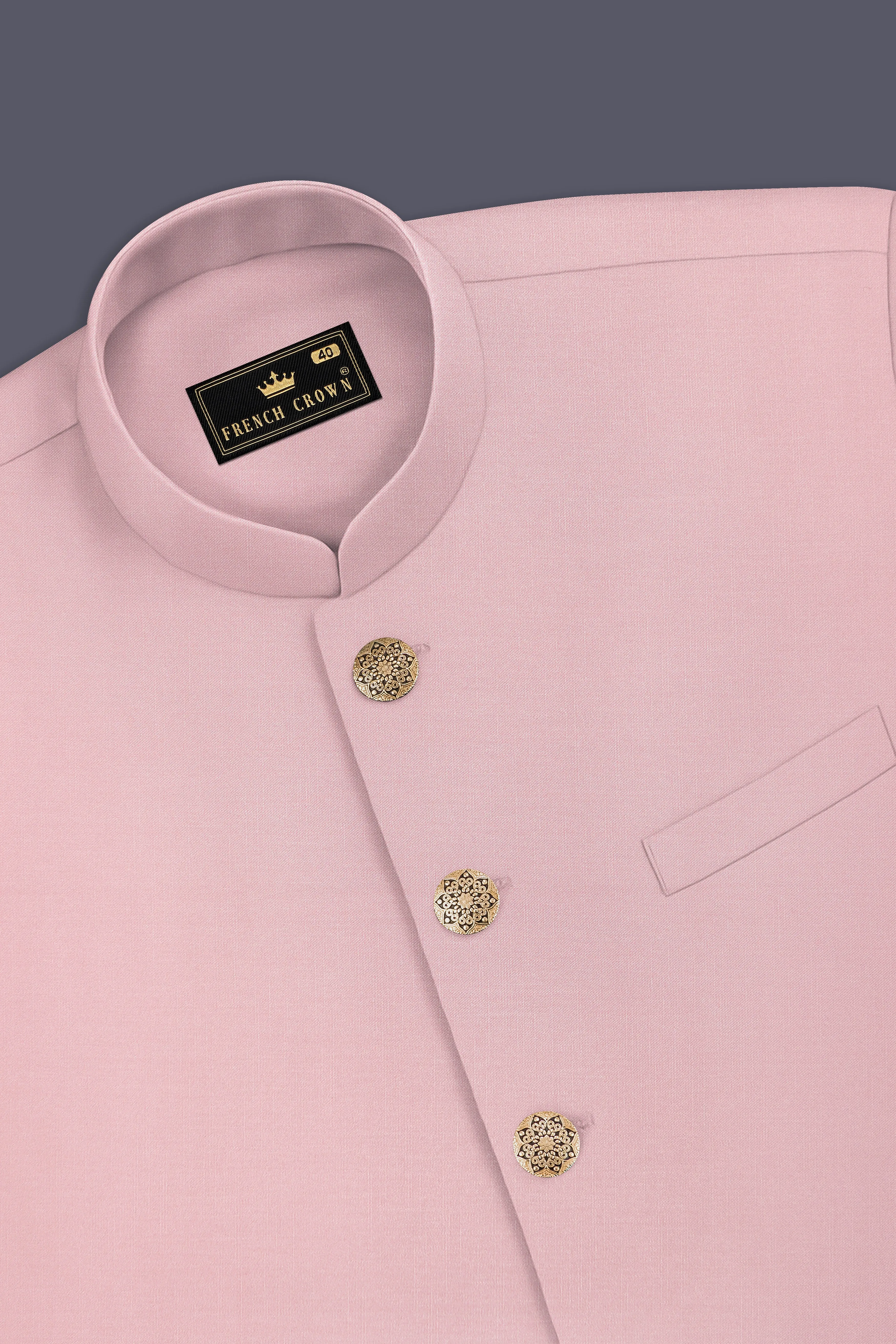 Beauty Bush Pink Designer Nehru Jacket sold by French Crown product image thumbnail 5