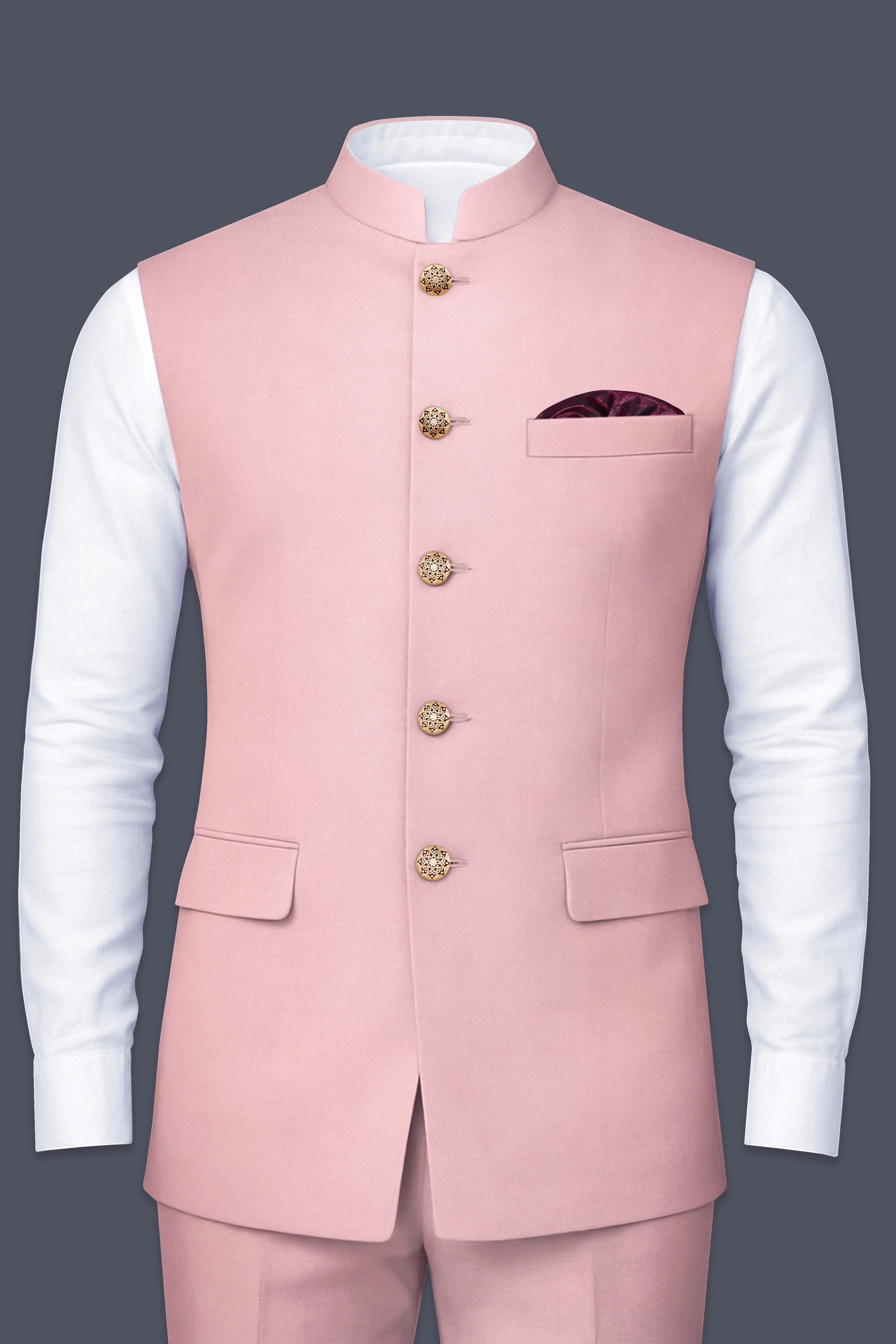 Beauty Bush Pink Designer Nehru Jacket sold by French Crown product image thumbnail 2