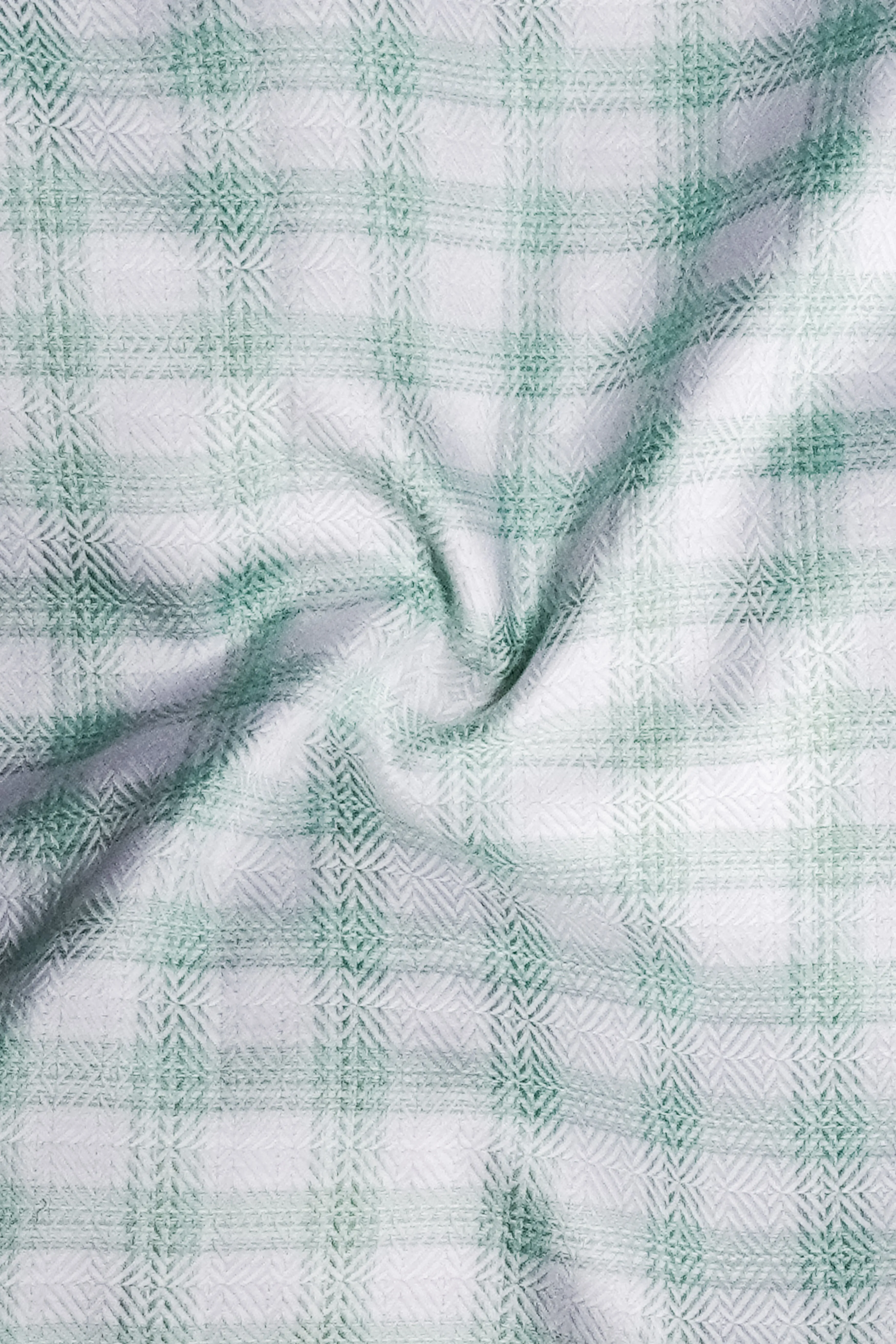 Tiara Verde-Tiara Green Plaid Jacquard Textured Premium Cotton Dress Shirt sold by French Crown product image thumbnail 2
