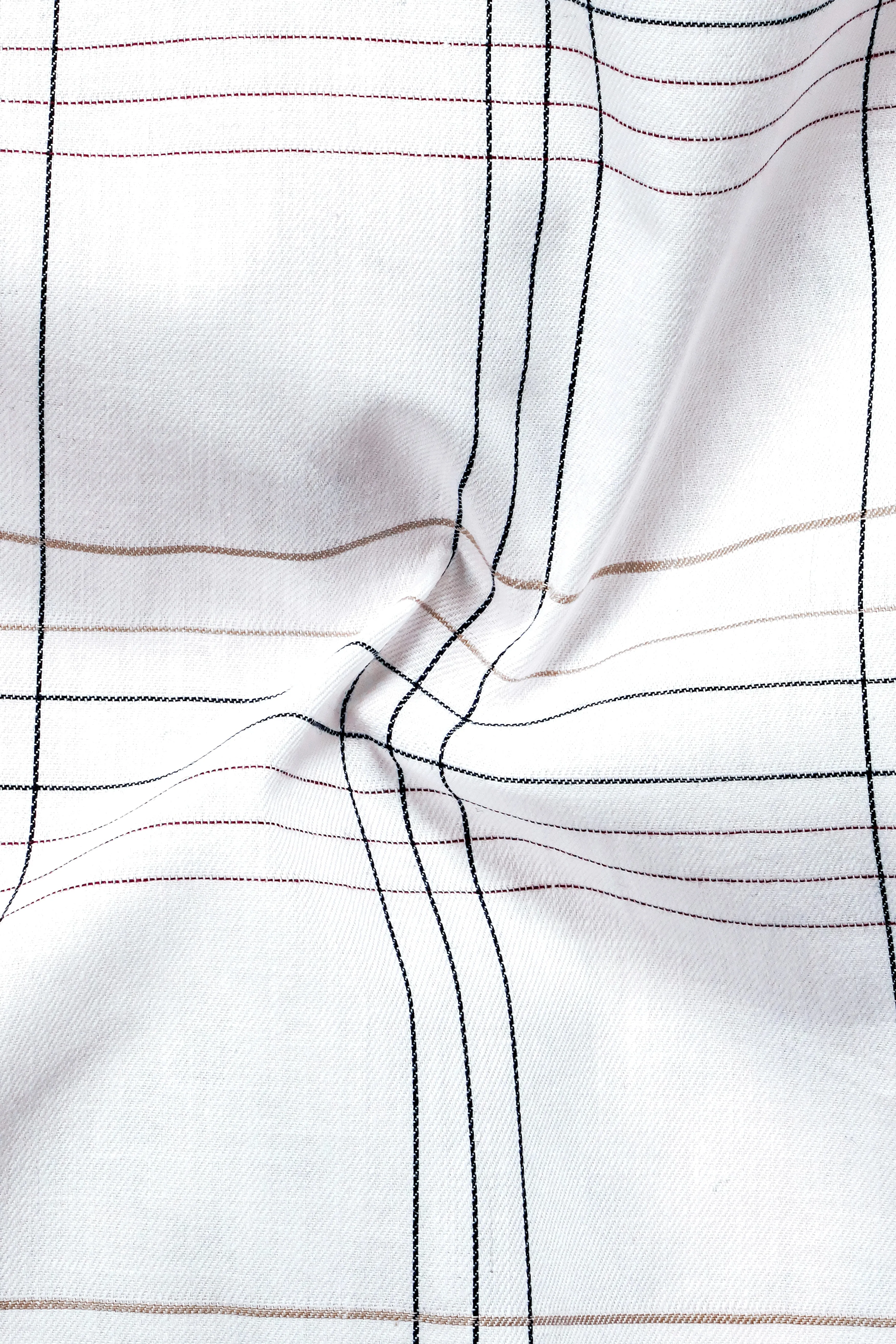 IvoryGrid-Bright White Checks Plaid Dobby Textured Premium Giza Cotton Dress Shirt sold by French Crown product image thumbnail 2