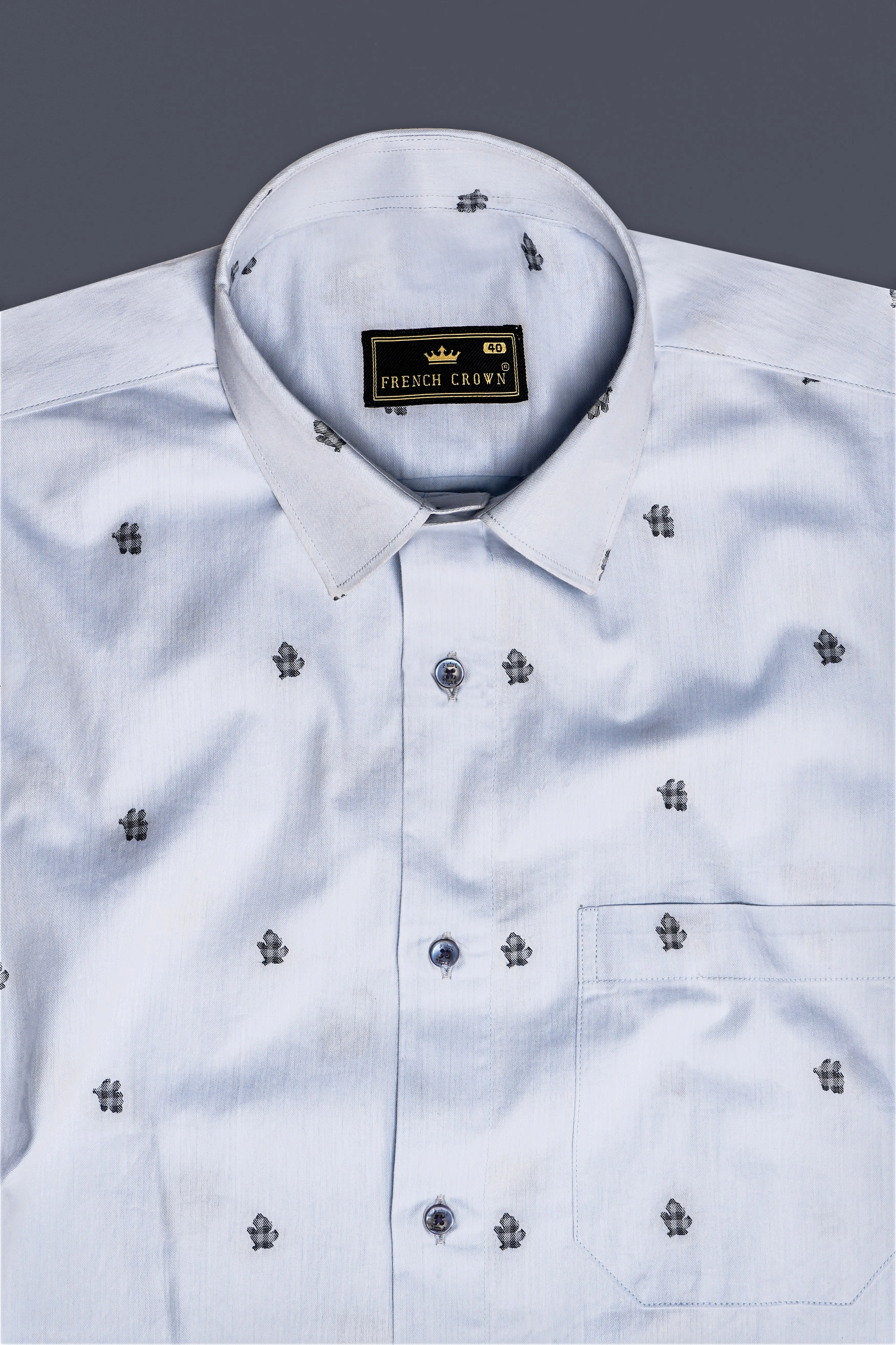 Casper Blue Jacquard Butta Textured Premium Giza Cotton Dress Shirt sold by French Crown product image thumbnail 4