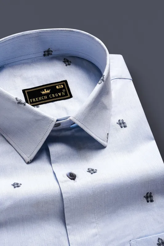 Casper Blue Jacquard Butta Textured Premium Giza Cotton Dress Shirt sold by French Crown