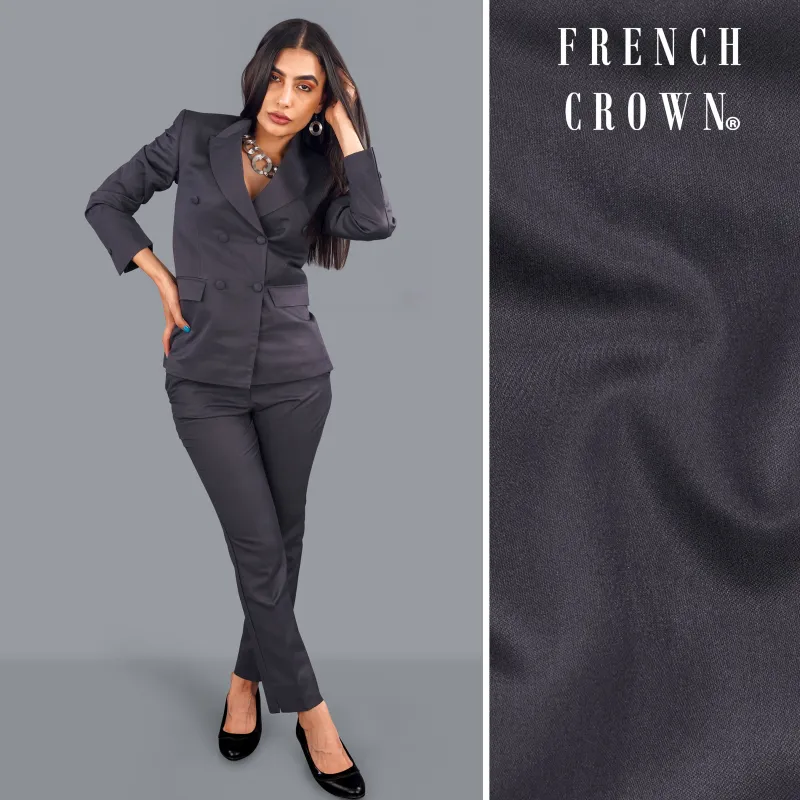 Gravel Gray Subtle Sheen Double Breasted Women's Suit sold by French Crown