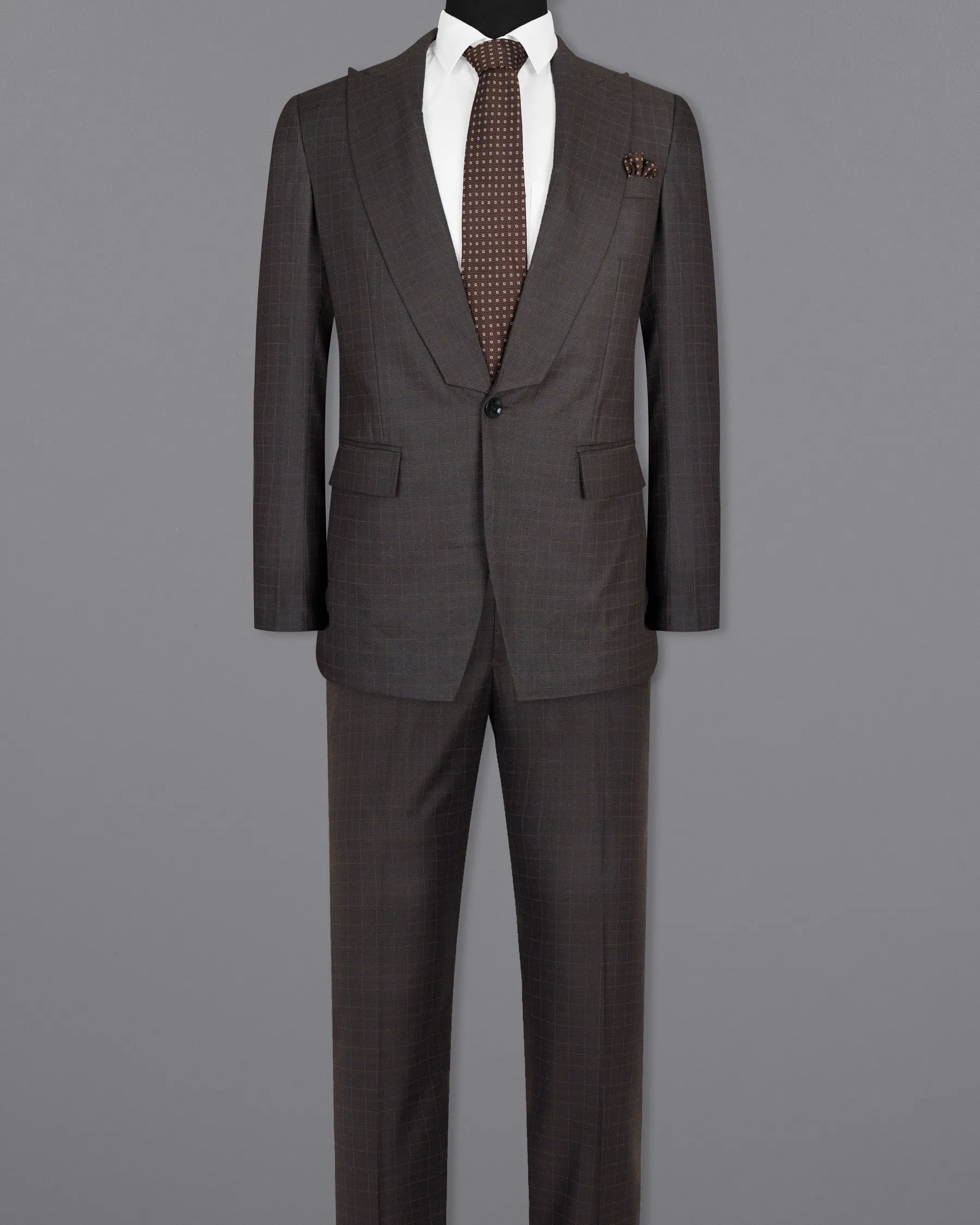 Brown Plaid Wool Rich Suit sold by French Crown product image thumbnail 4