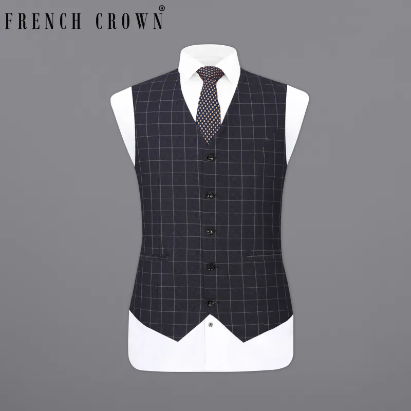 Jaguar Black Windowpane Waistcoat sold by French Crown