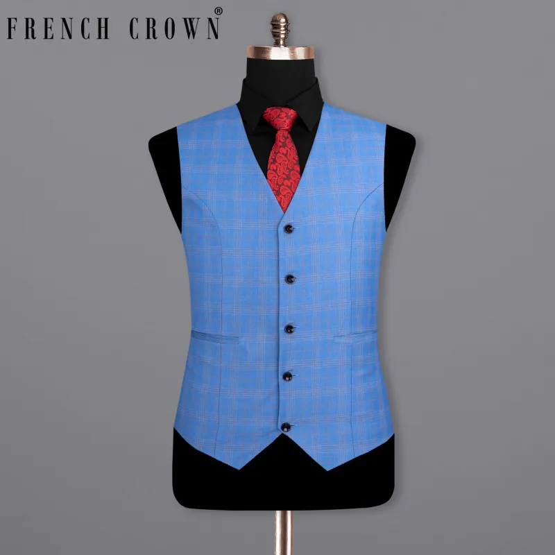 Jordy Blue Super fine Plaid Woolrich Waistcoat sold by French Crown