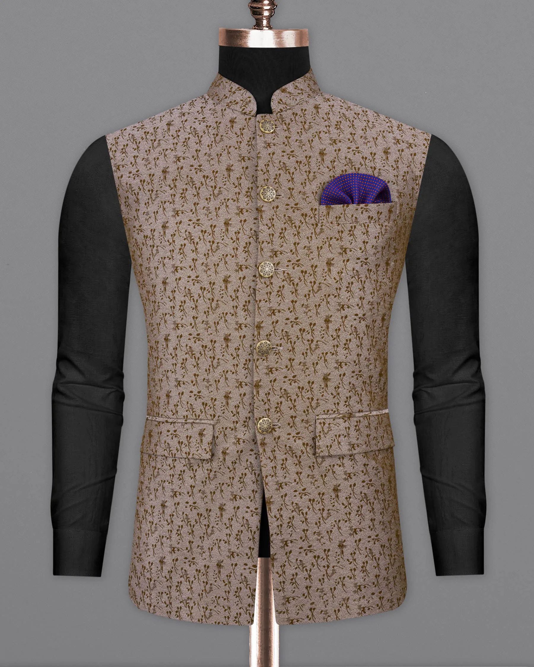 Bronzetone Ditzy Textured Bandhgala Nehru Jacket sold by French Crown product image thumbnail 2