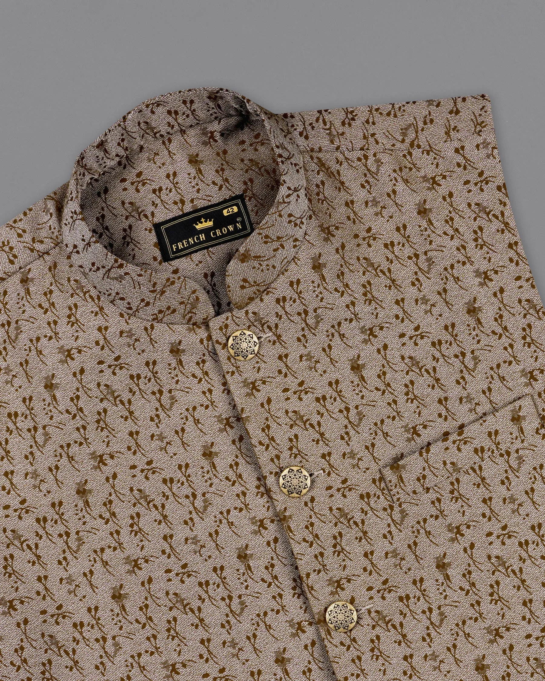 Bronzetone Ditzy Textured Bandhgala Nehru Jacket sold by French Crown product image thumbnail 4