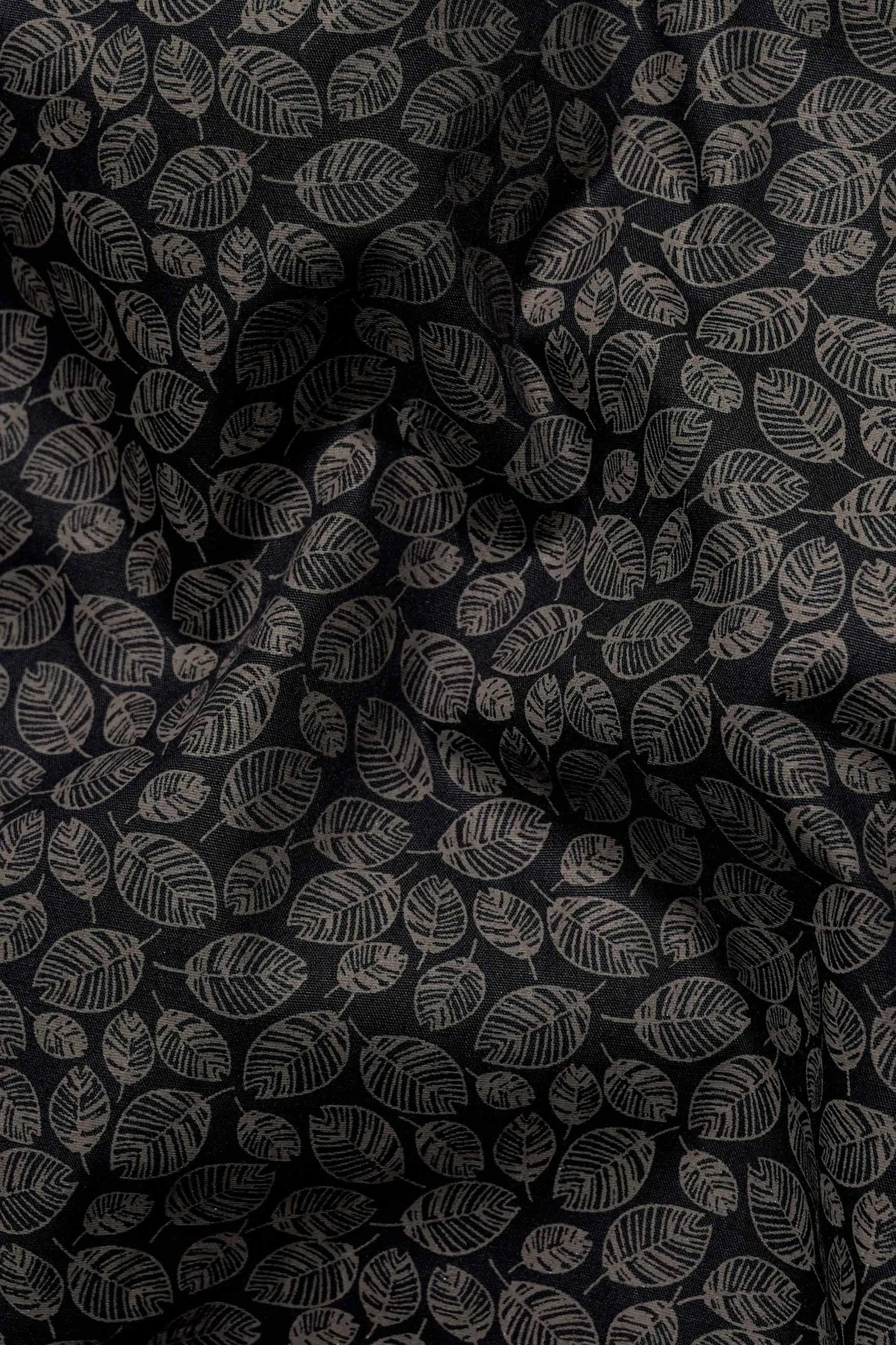 Jade Black and Flint Brown Leaves Printed Premium Cotton Shirt sold by French Crown product image thumbnail 2