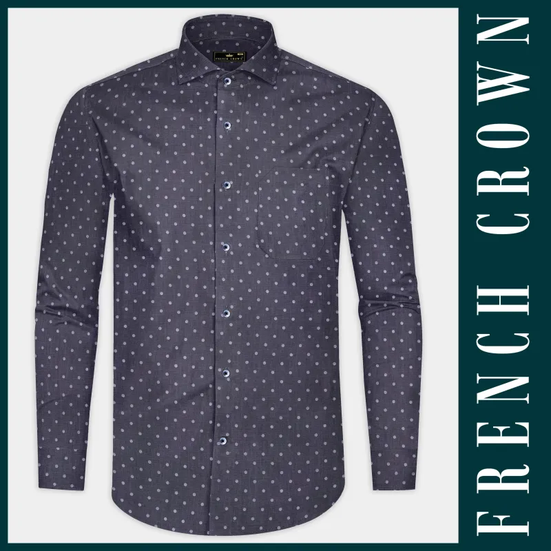 Sharkstone-Grey Printed Pocket Design Denim Shirt sold by French Crown