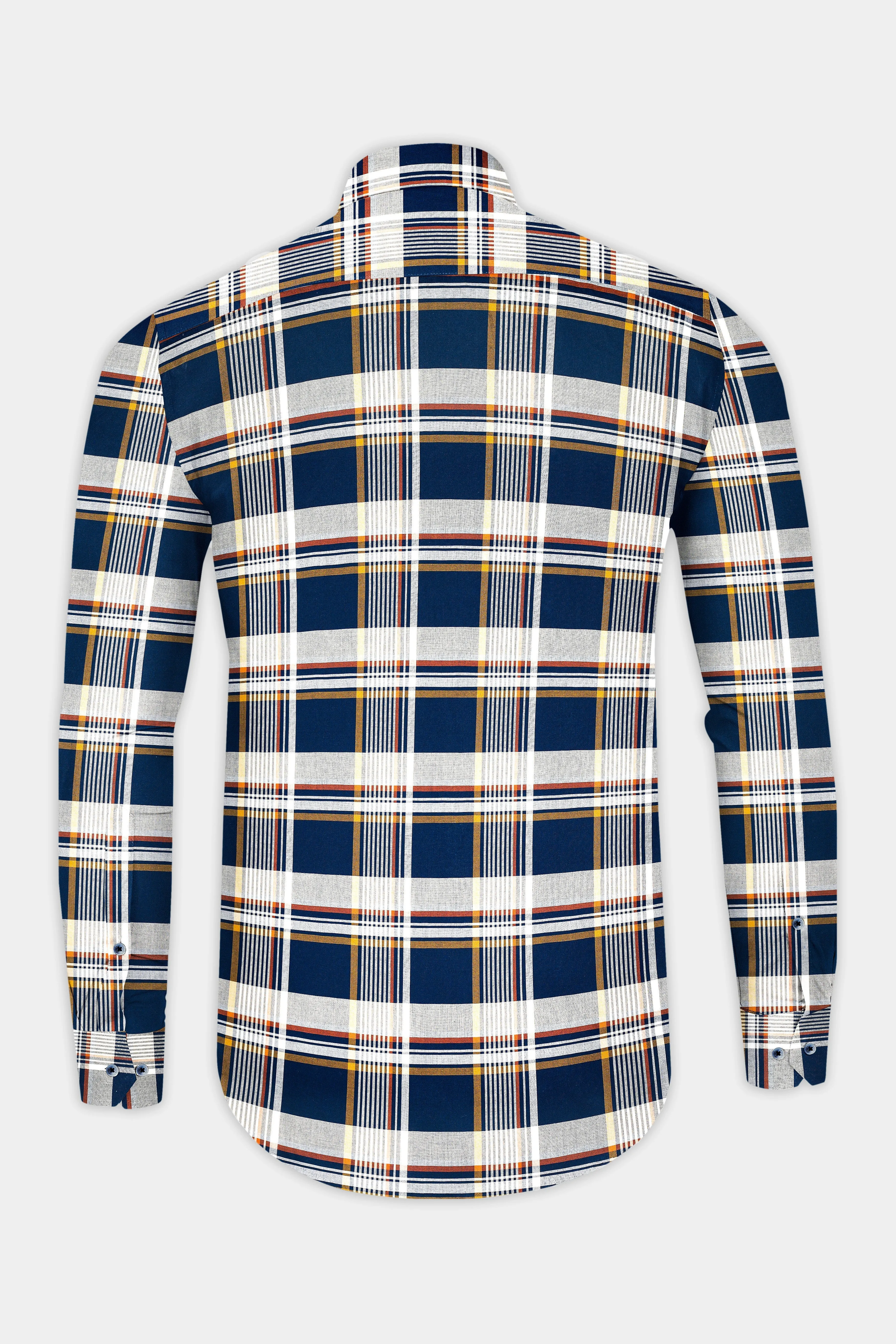 Nile Blue And Iron Gray Plaid Giza Cotton Shirt sold by French Crown product image thumbnail 5