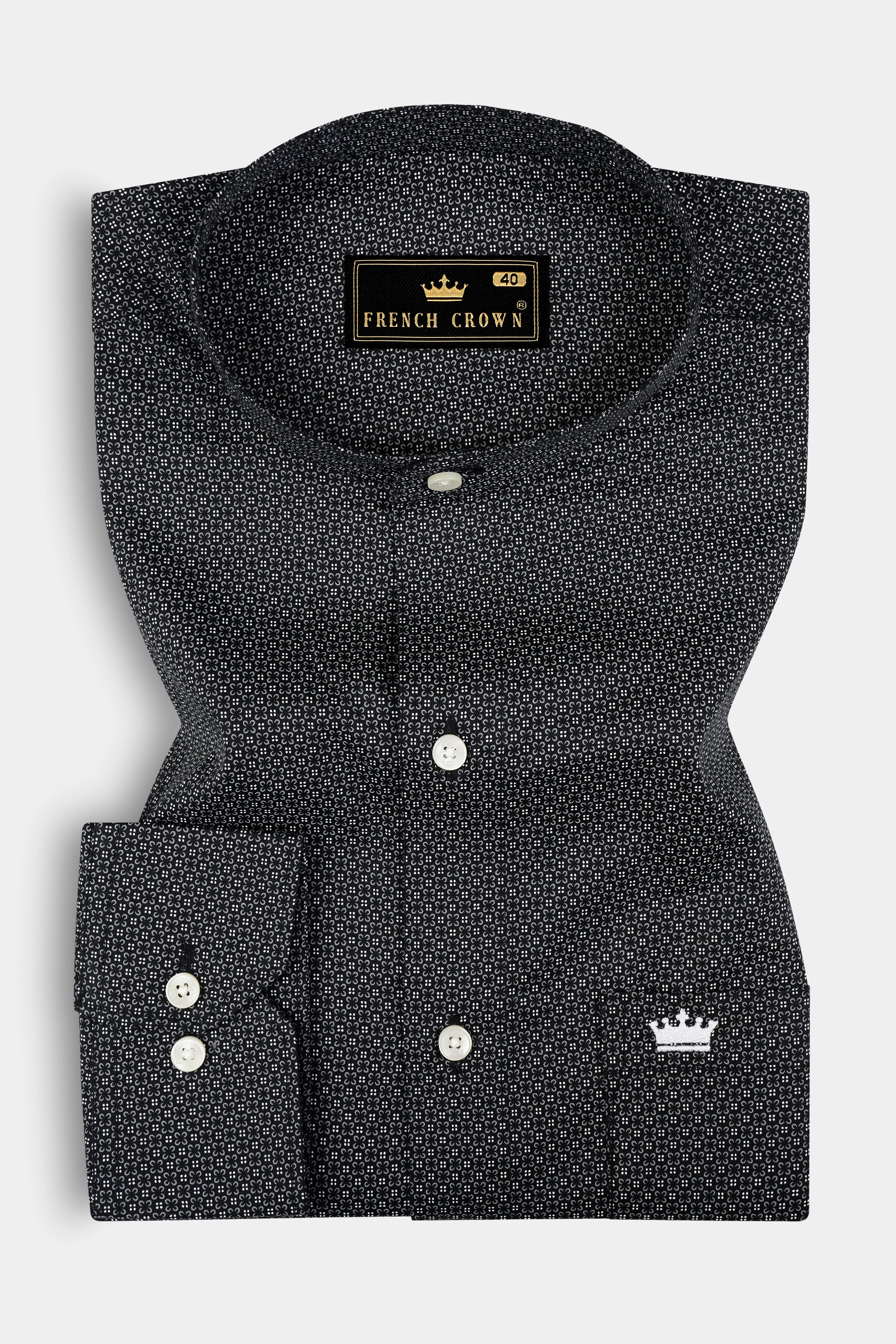 Jade Black Twill Printed Cotton Shirt sold by French Crown product image thumbnail 3