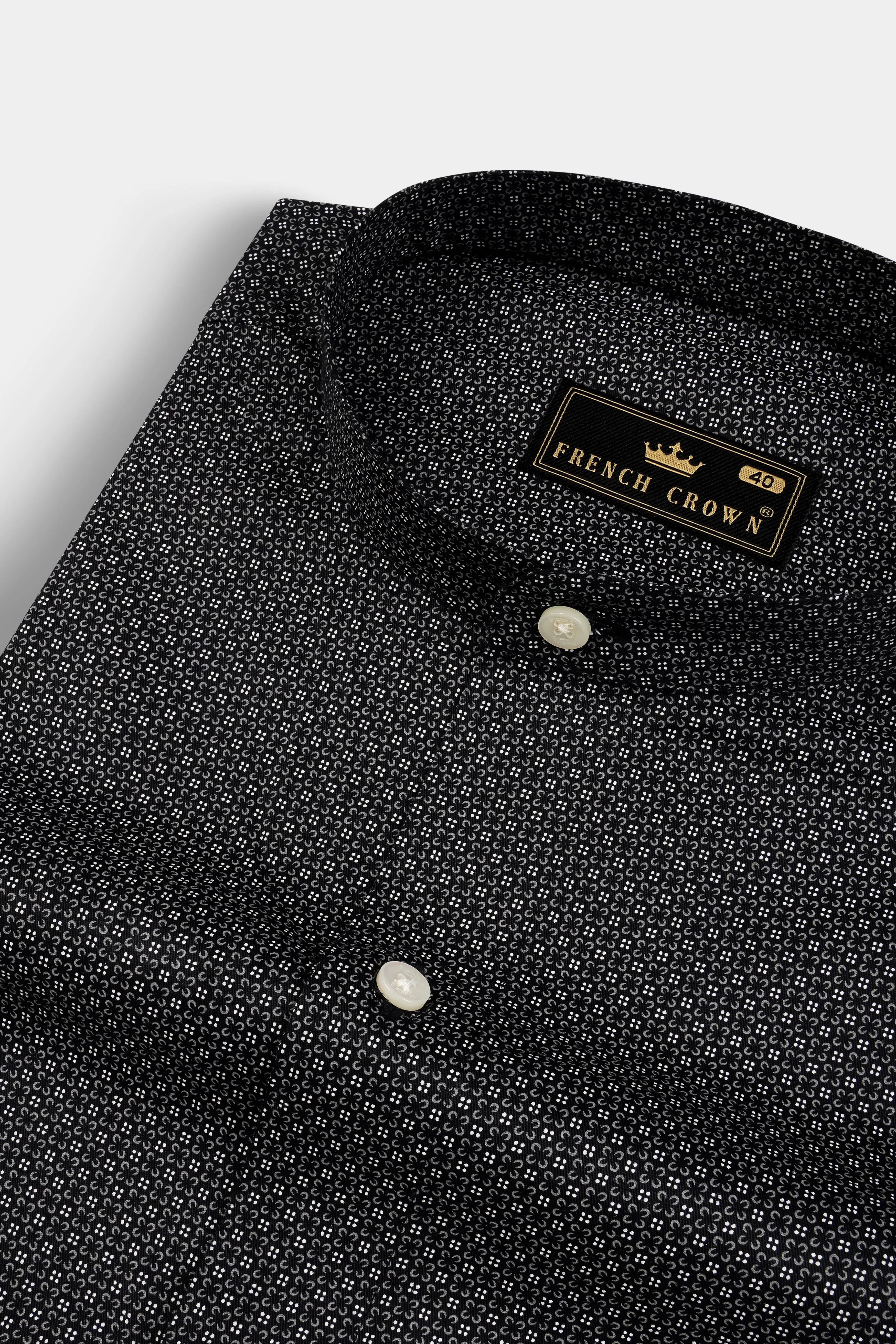 Jade Black Twill Printed Cotton Shirt sold by French Crown