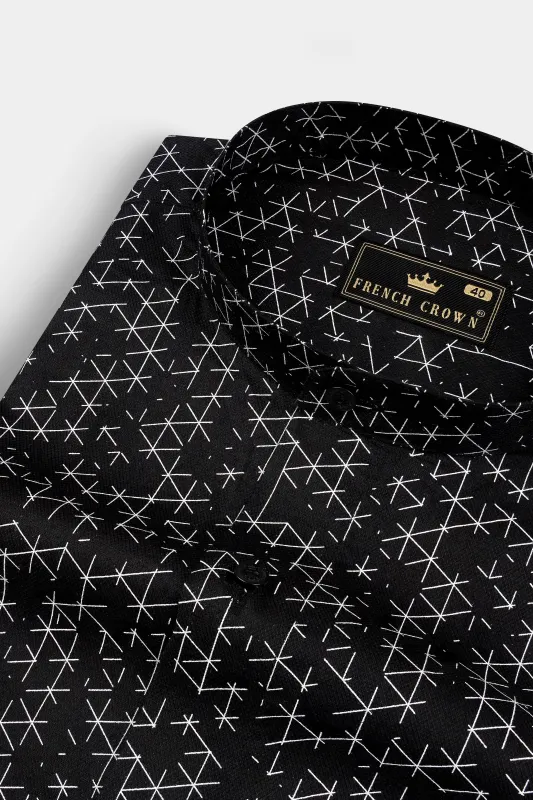Jade Black Printed Dobby Textured Premium Cotton Shirt sold by French Crown