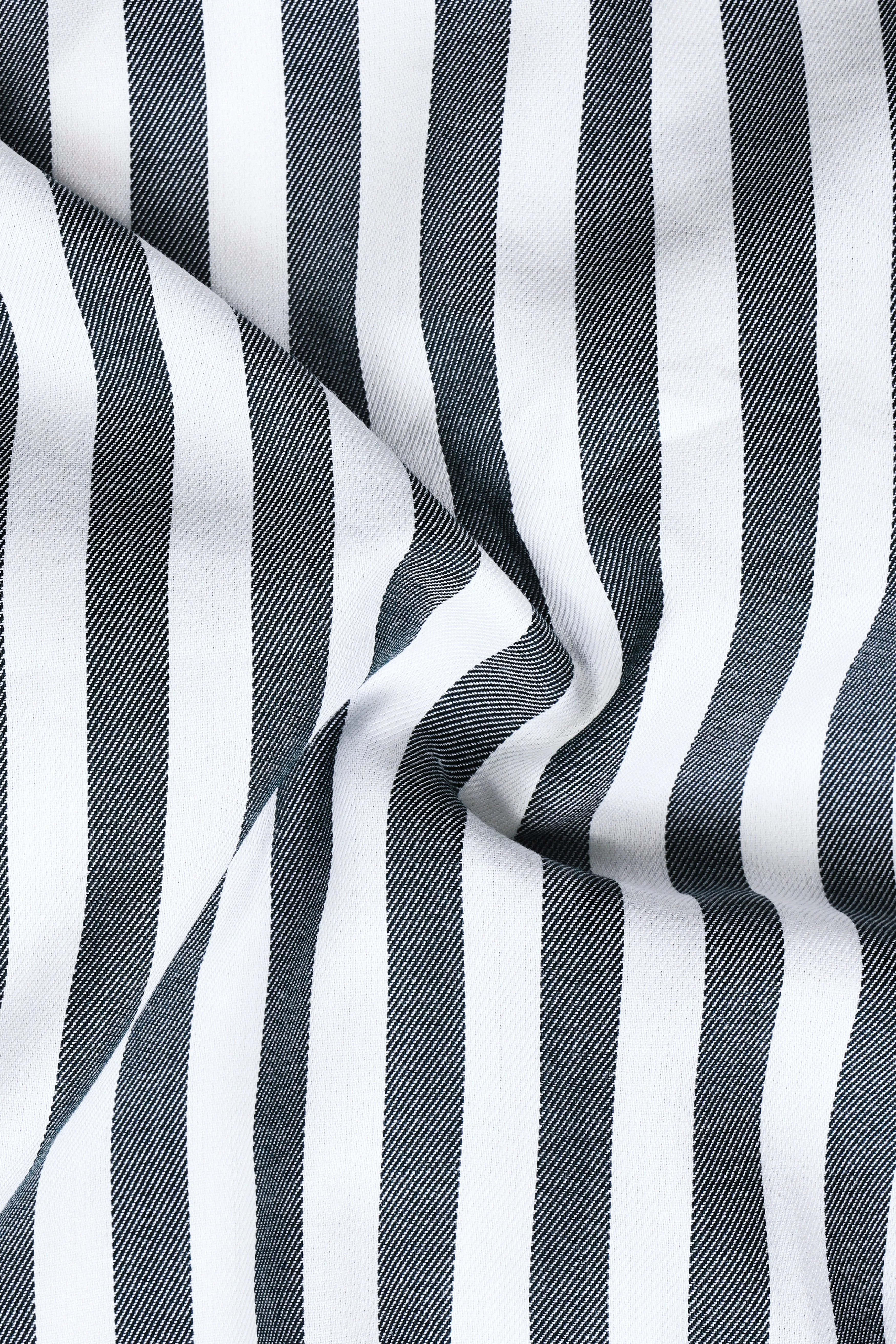 Iridium Gray And Bright White Twill Striped Cotton Shirt sold by French Crown product image thumbnail 2