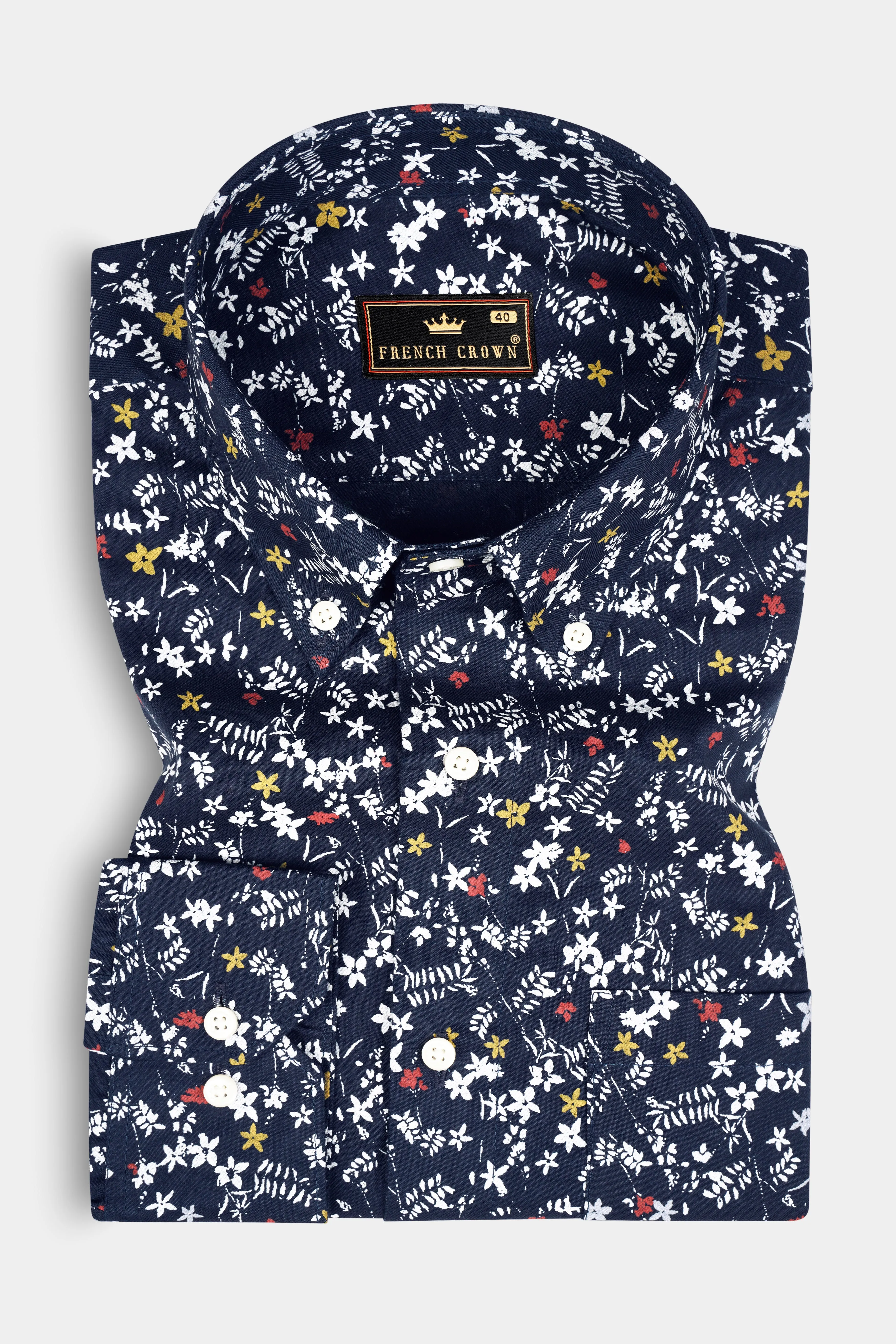 Haiti Blue Twill Printed Cotton Shirt sold by French Crown product image thumbnail 3