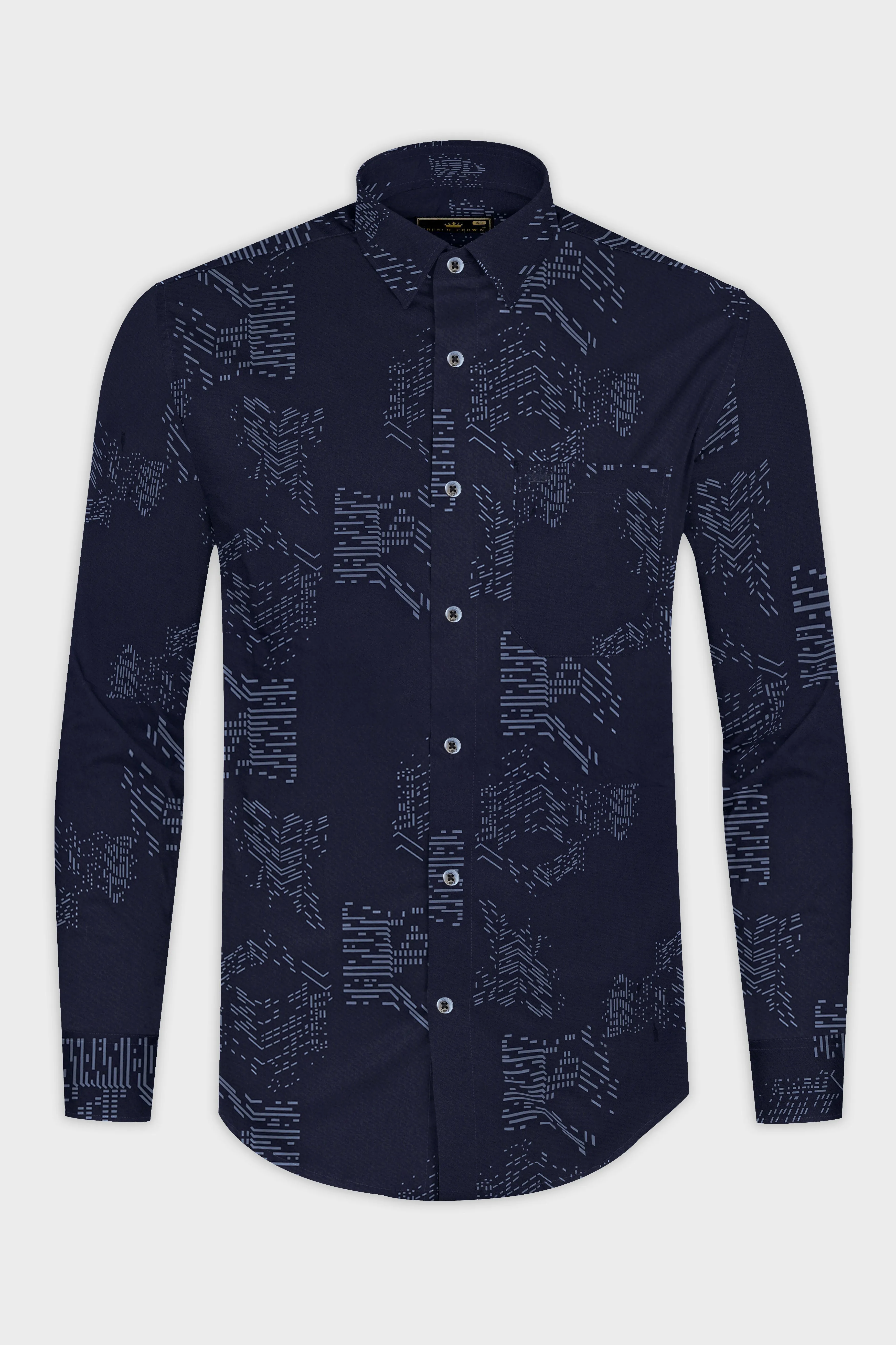 Ebony Blue Subtle Sheen Prints Super Soft Premium Cotton Shirt sold by French Crown product image thumbnail 4