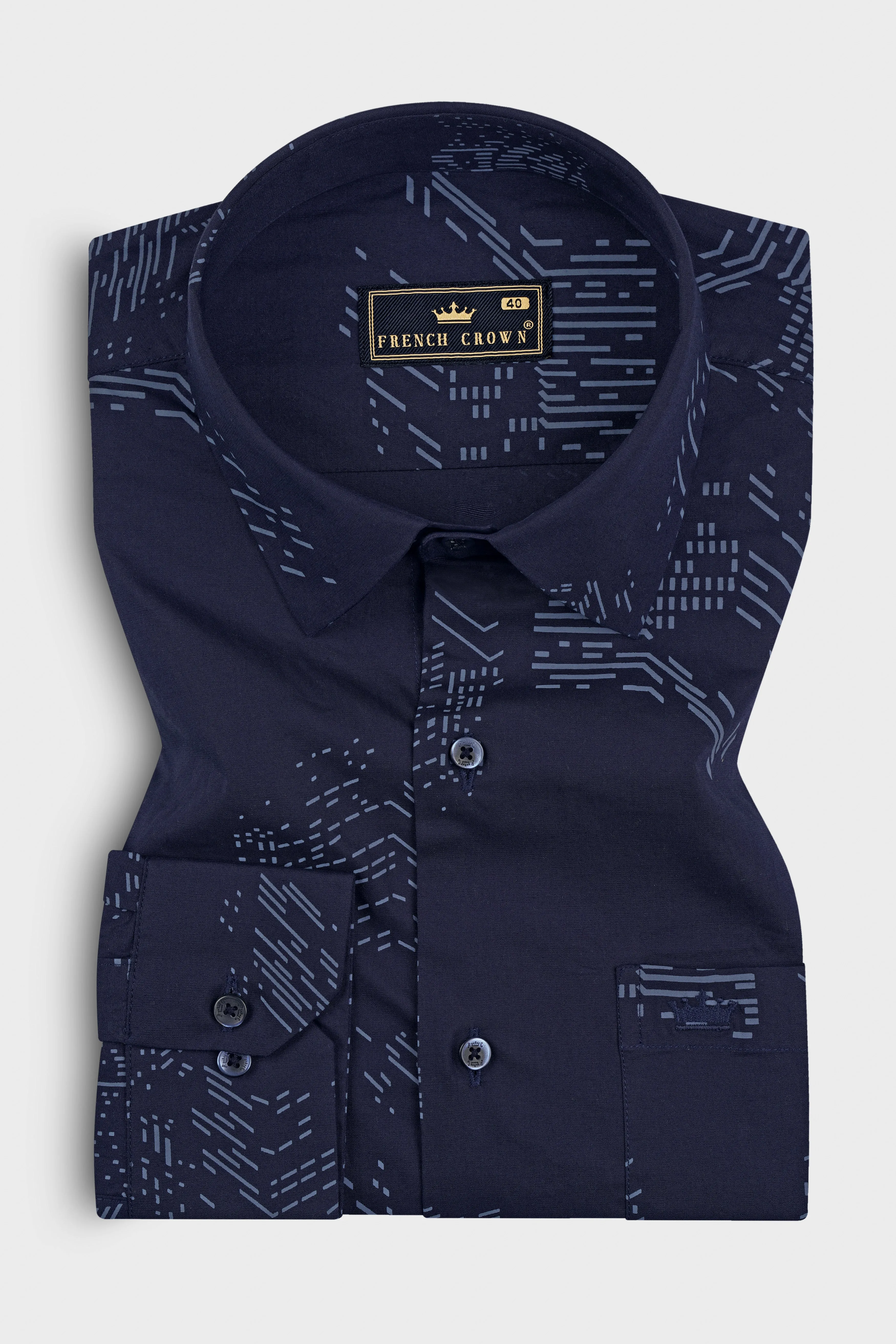 Ebony Blue Subtle Sheen Prints Super Soft Premium Cotton Shirt sold by French Crown product image thumbnail 3