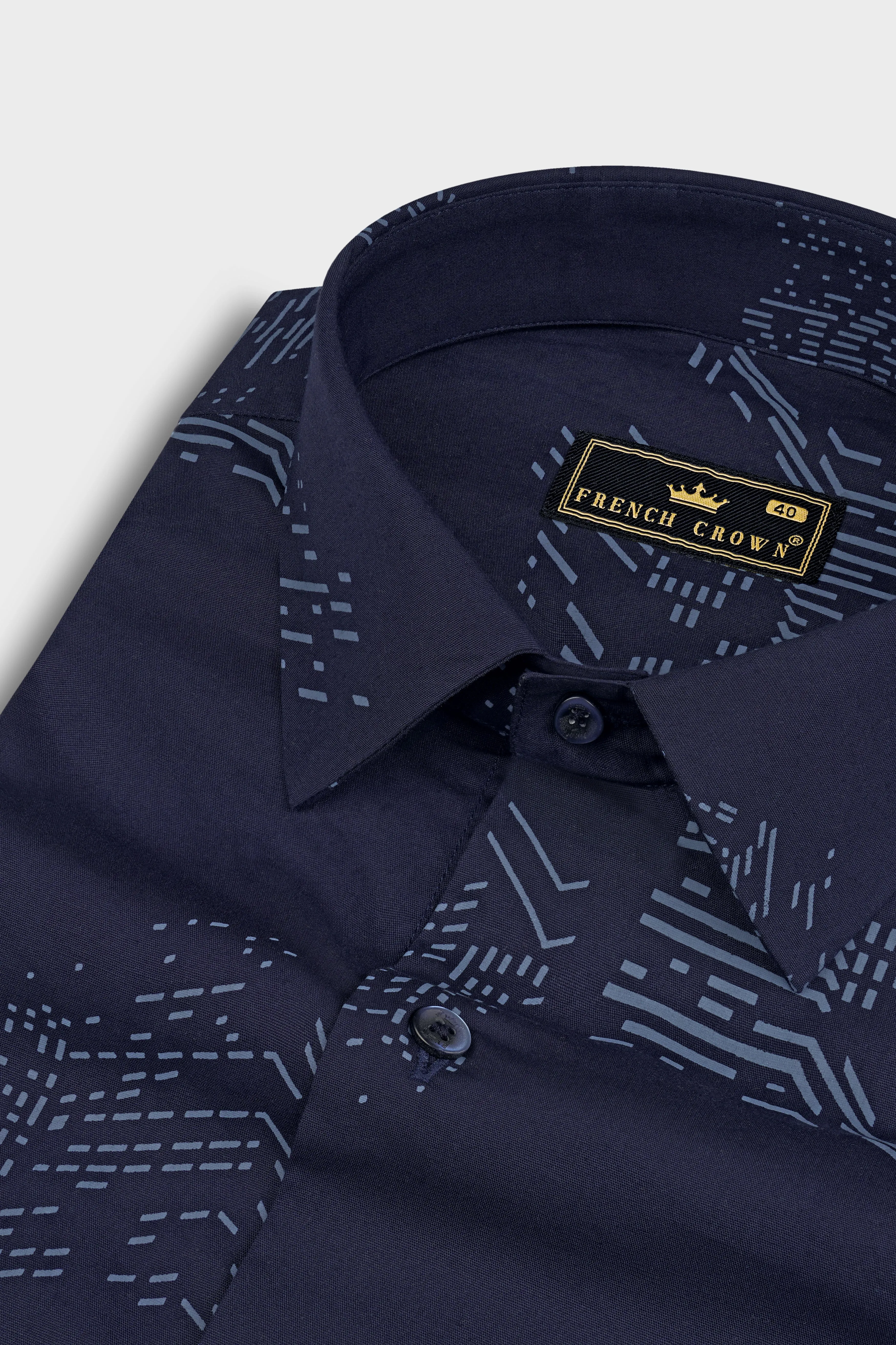 Ebony Blue Subtle Sheen Prints Super Soft Premium Cotton Shirt sold by French Crown