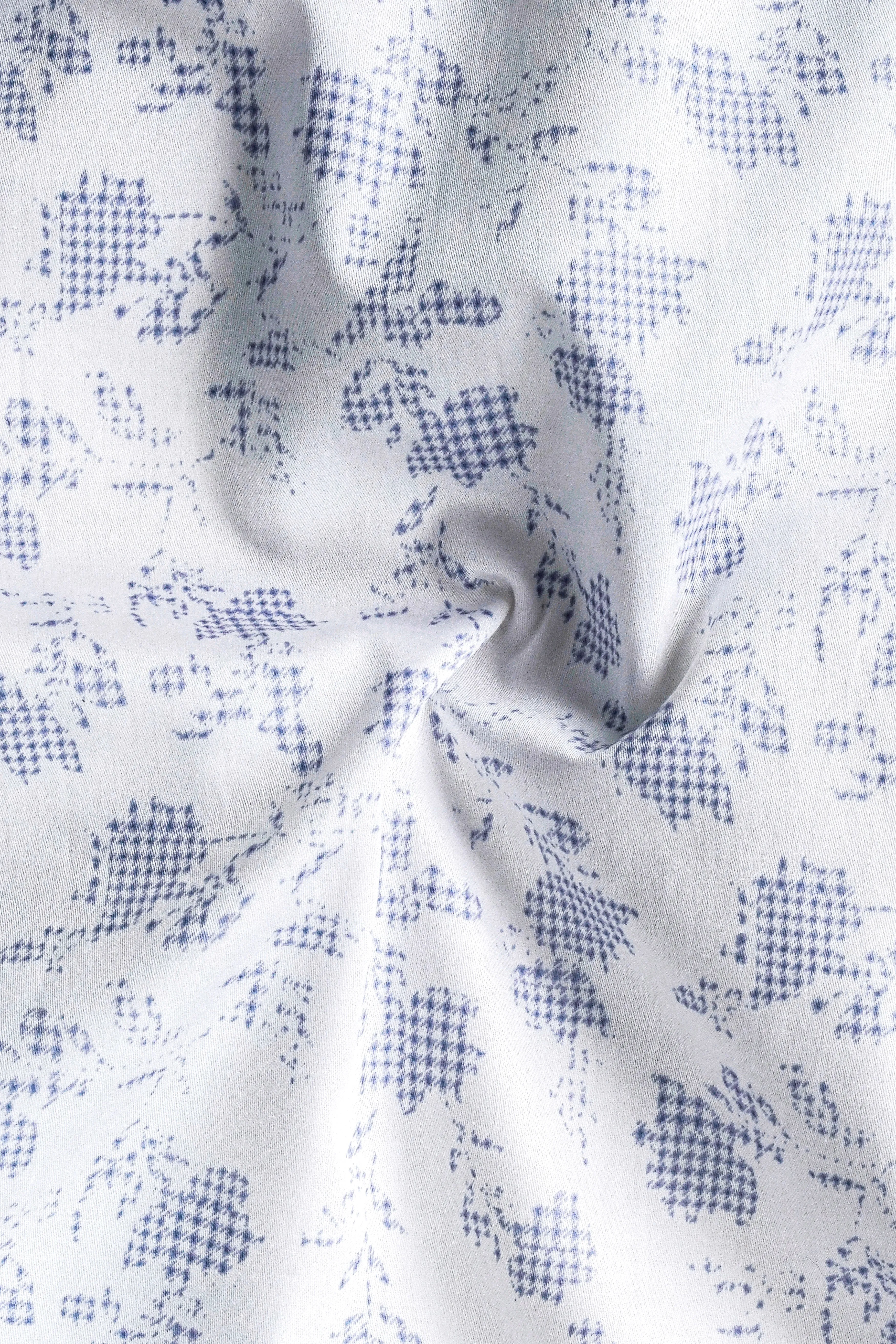 Bright White And Twilight Blue Printed Subtle Sheen Super Soft Premium Cotton Shirt sold by French Crown product image thumbnail 2