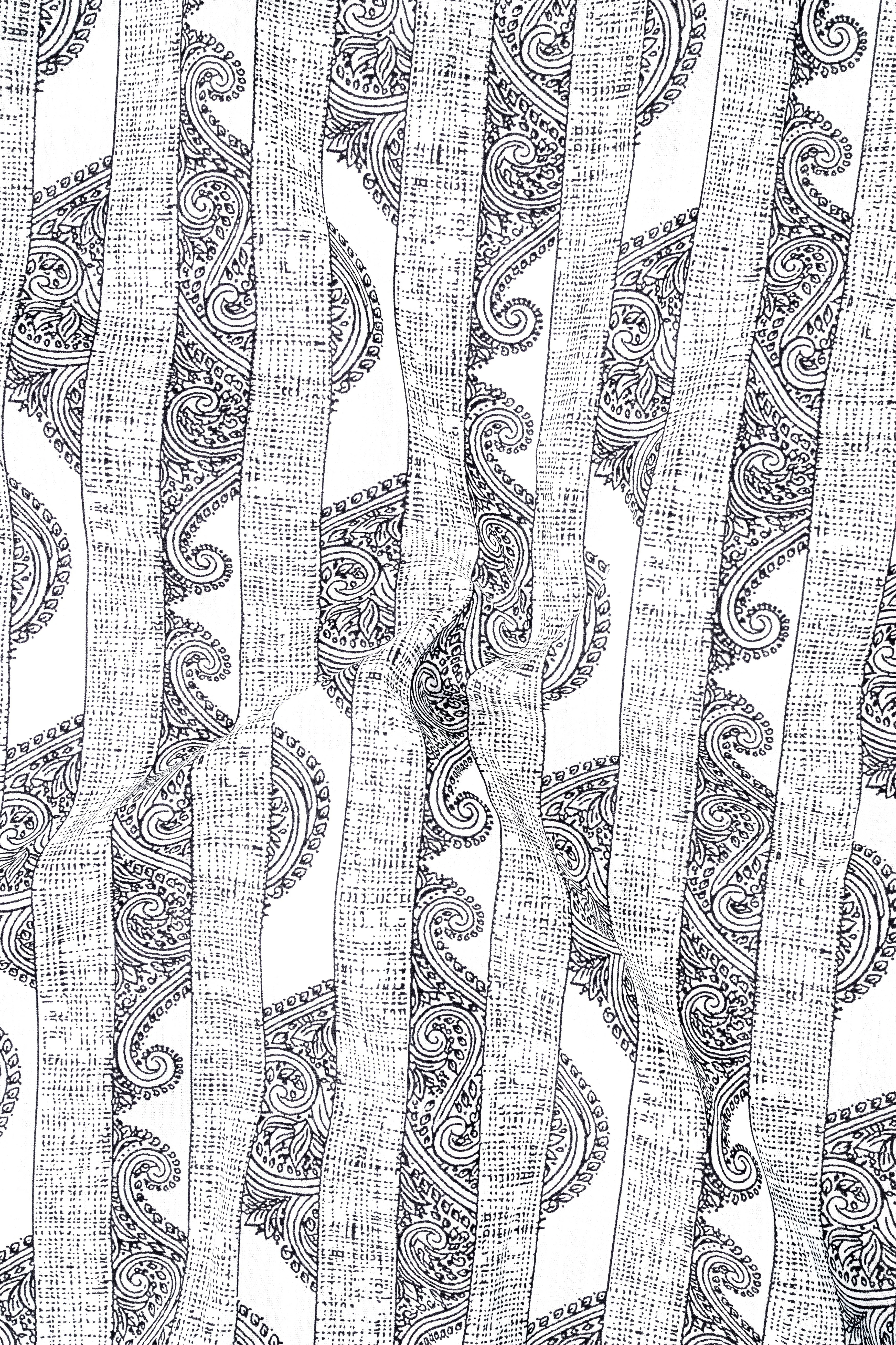 Bright White And Jade Black Stripes Chambray Premium Giza Cotton Shirt sold by French Crown product image thumbnail 3