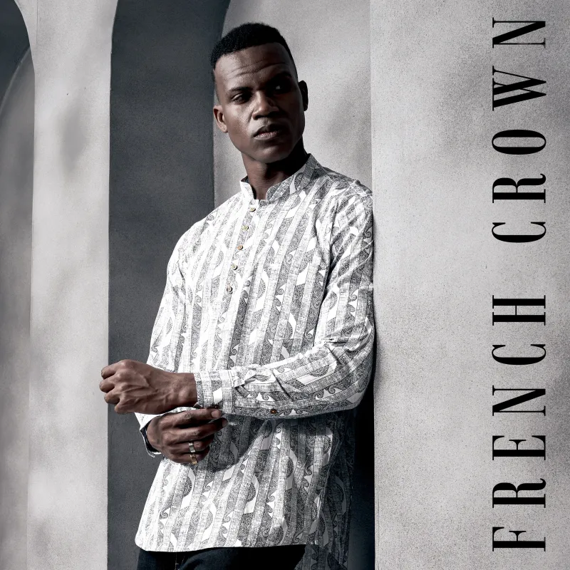 Bright White And Jade Black Stripes Chambray Premium Giza Cotton Shirt sold by French Crown